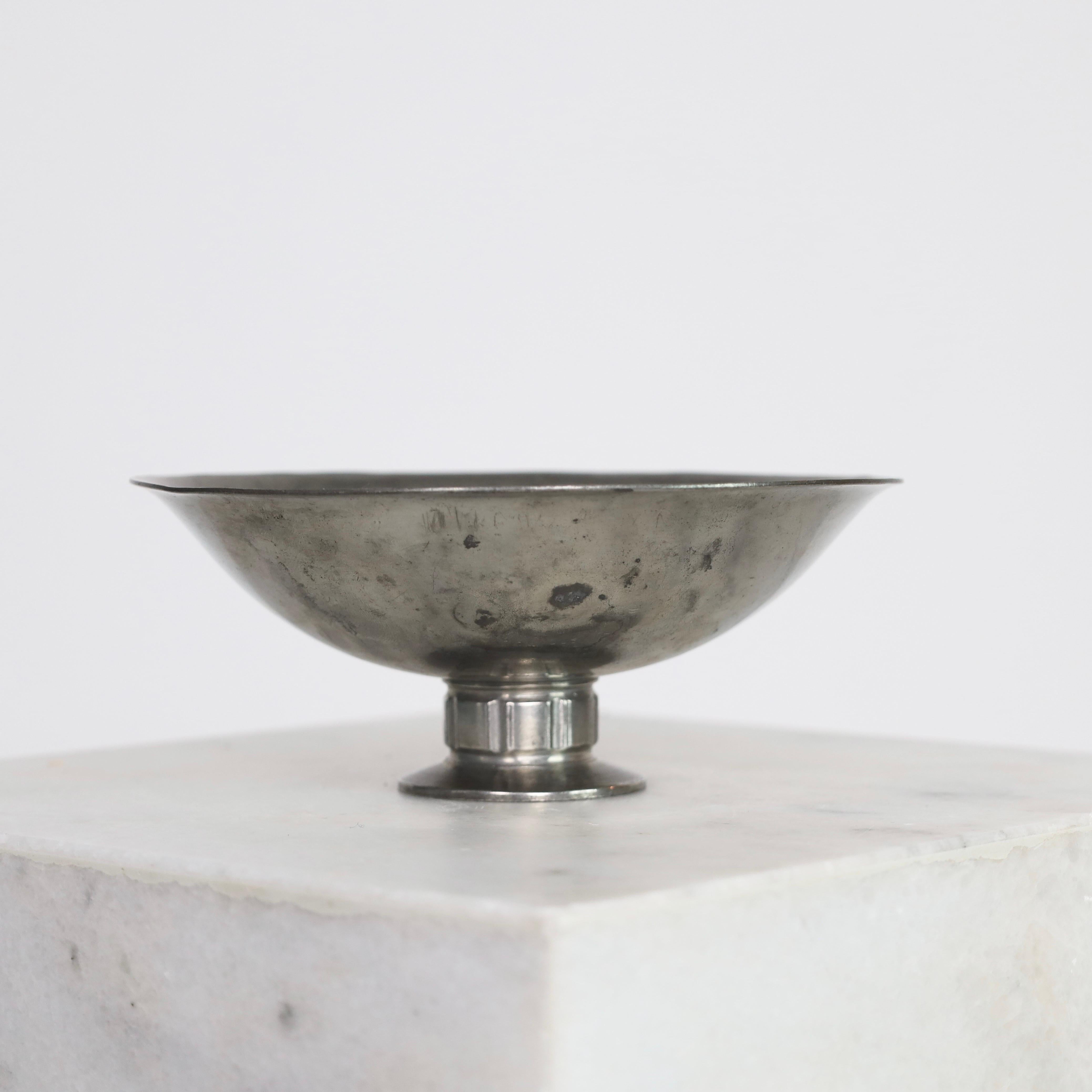 Danish Pedestal Pewter Bowl by Just Andersen, 1920s, Denmark For Sale