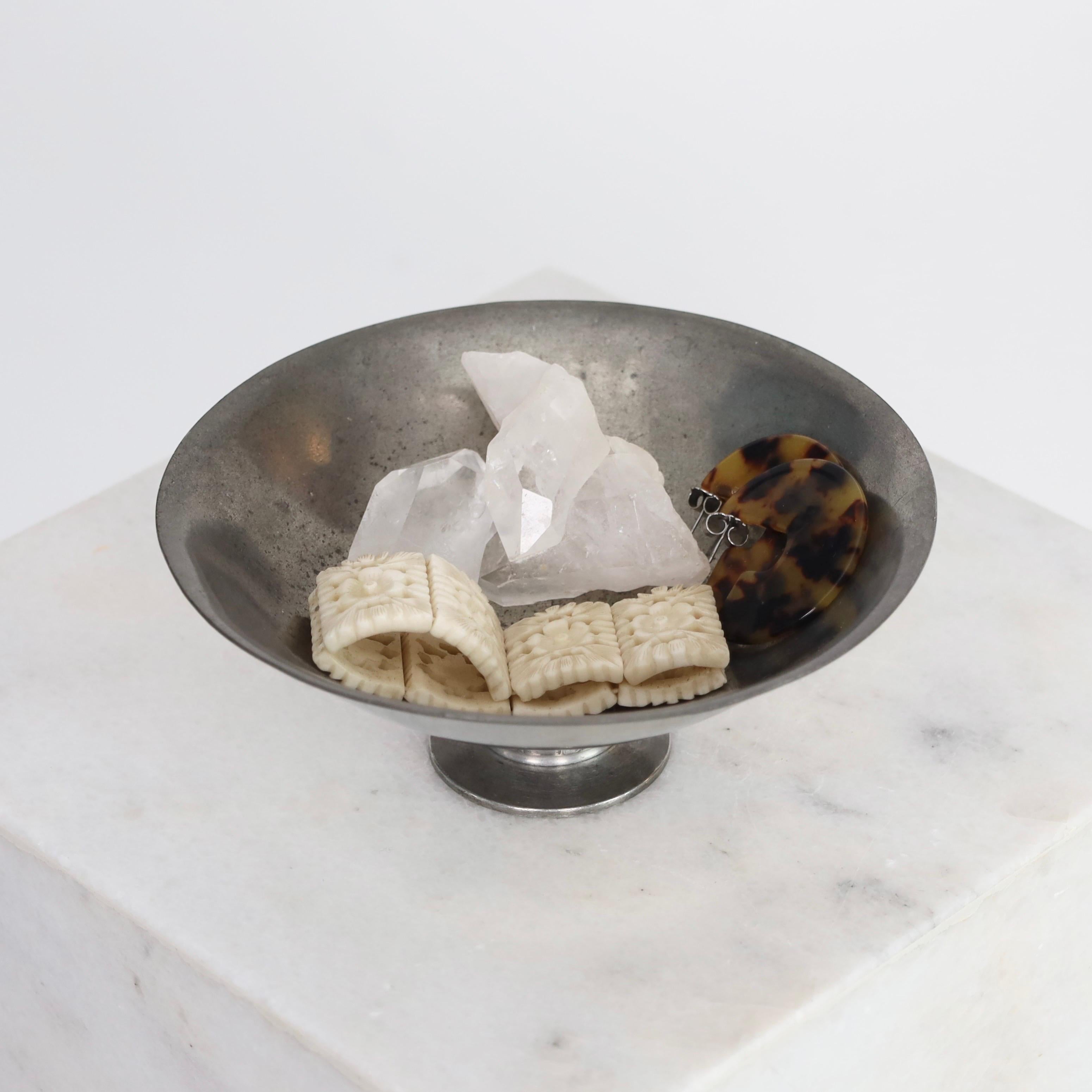 Pedestal Pewter Bowl by Just Andersen, 1920s, Denmark In Fair Condition For Sale In Værløse, DK