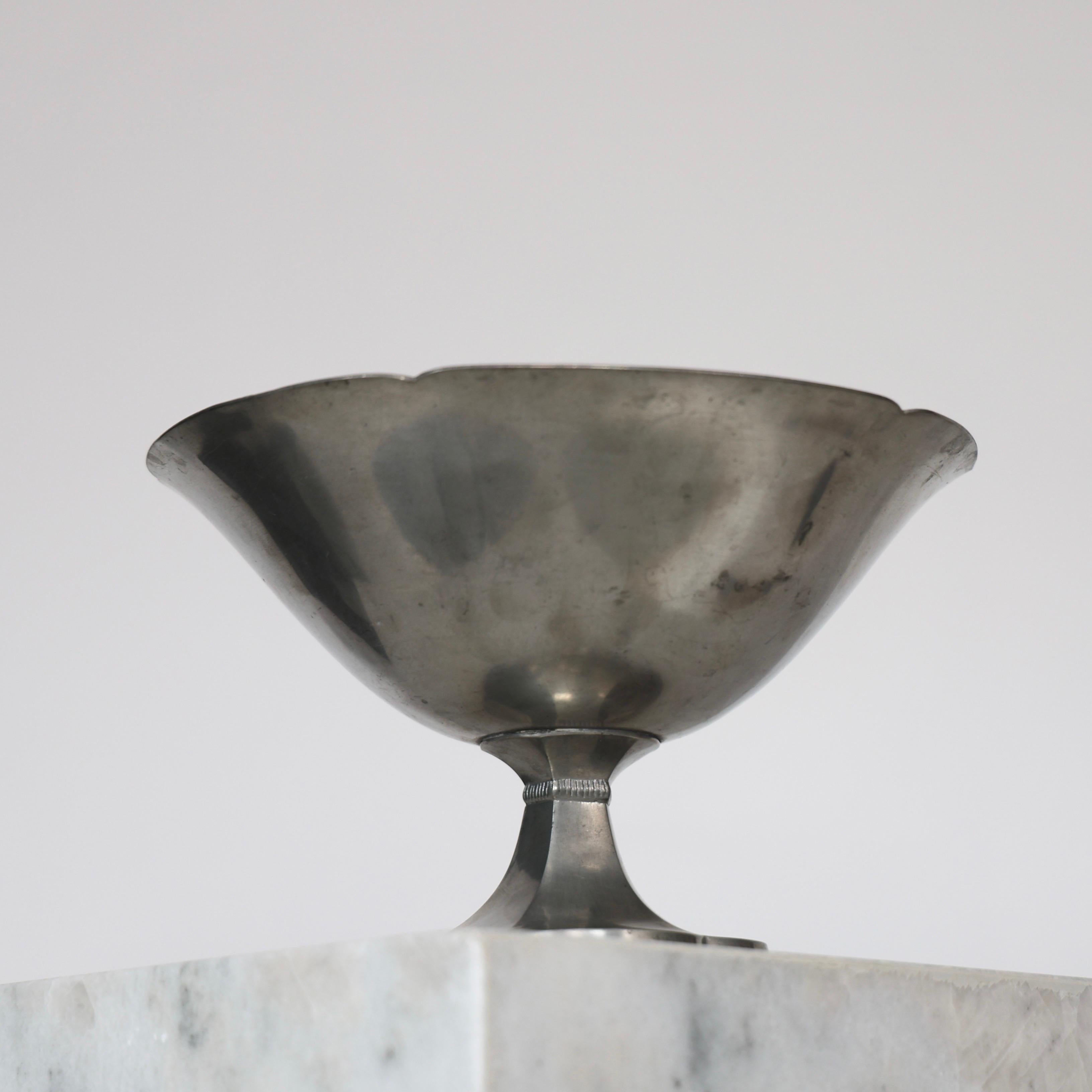 Danish Pedestal Pewter Bowl by Just Andersen, 1920s, Denmark For Sale