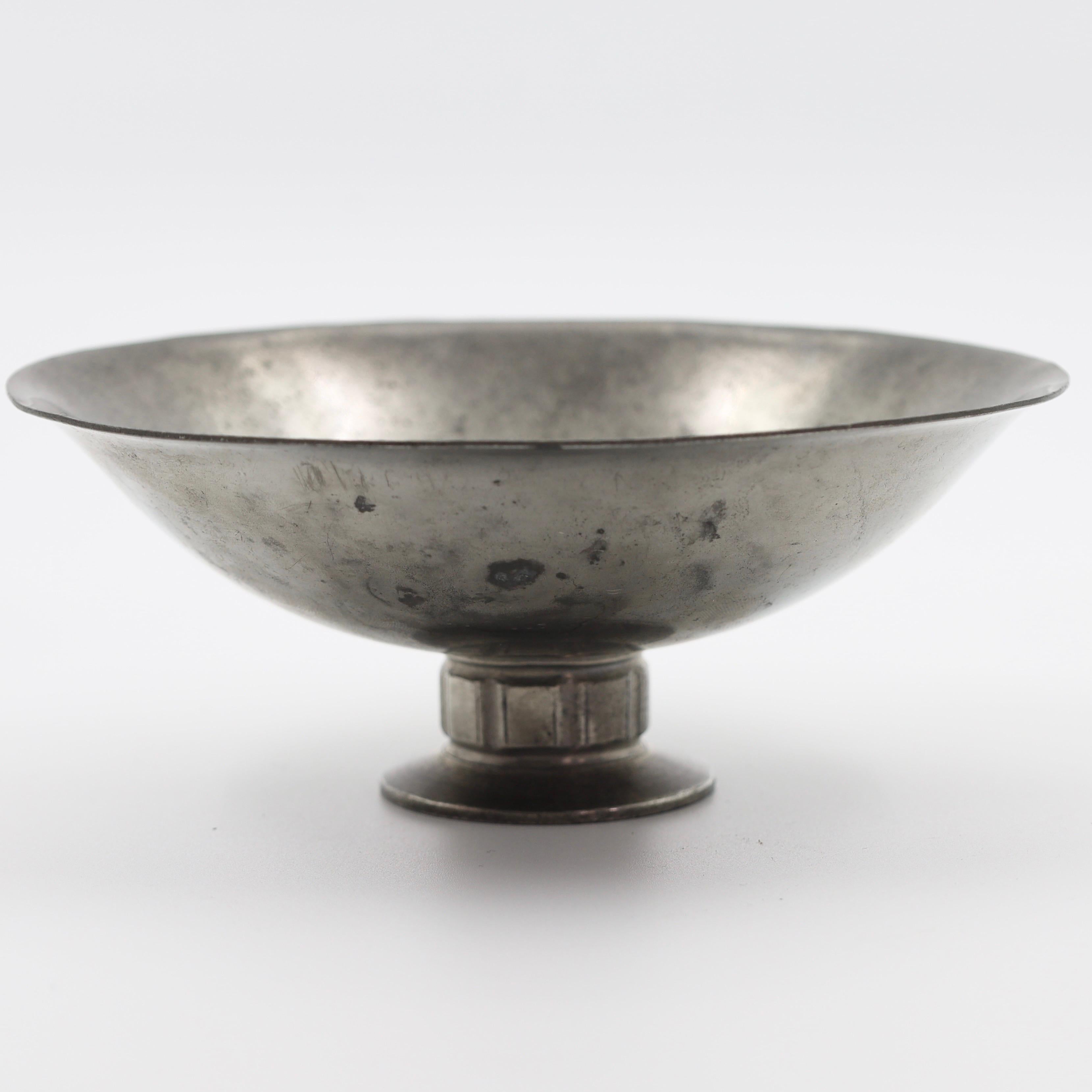 Early 20th Century Pedestal Pewter Bowl by Just Andersen, 1920s, Denmark For Sale