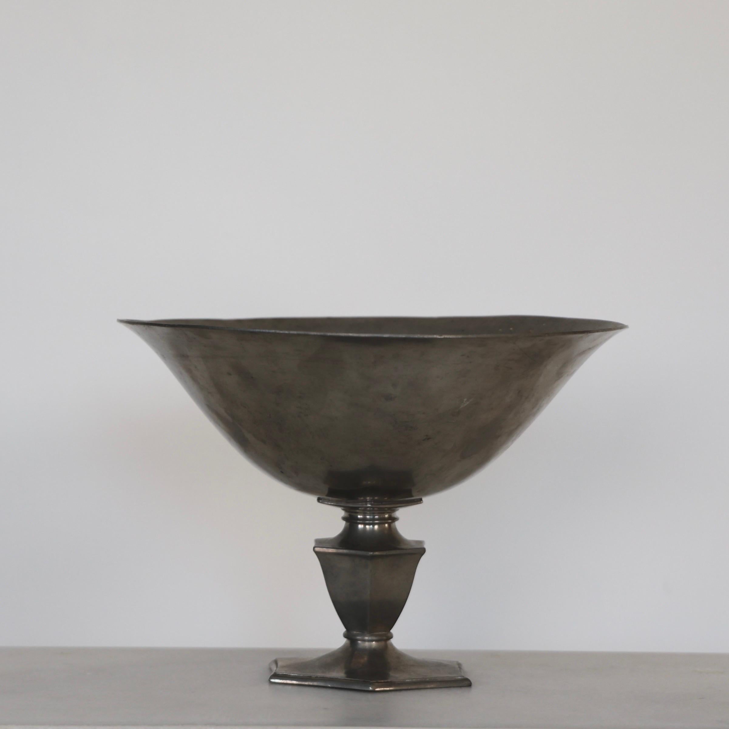 Danish Pedestal Pewter Bowl by Just Andersen, 1920s, Denmark For Sale