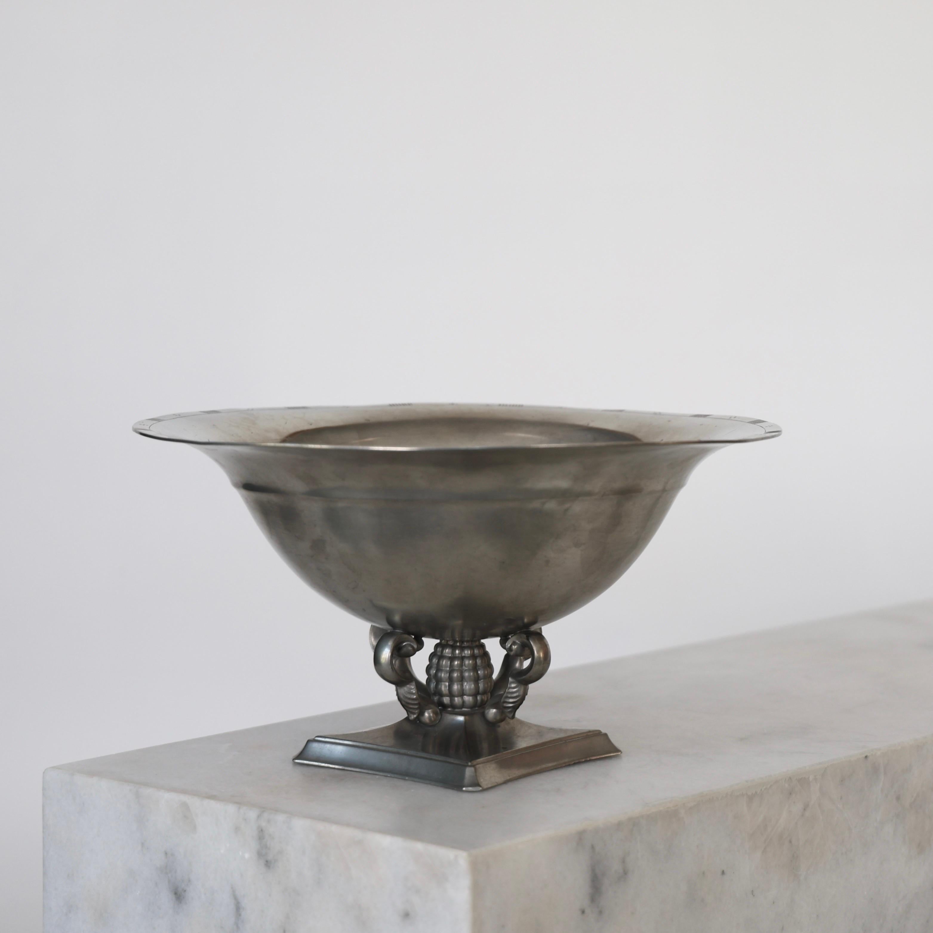 Pedestal Pewter Bowl by Just Andersen, 1920s, Denmark For Sale 6