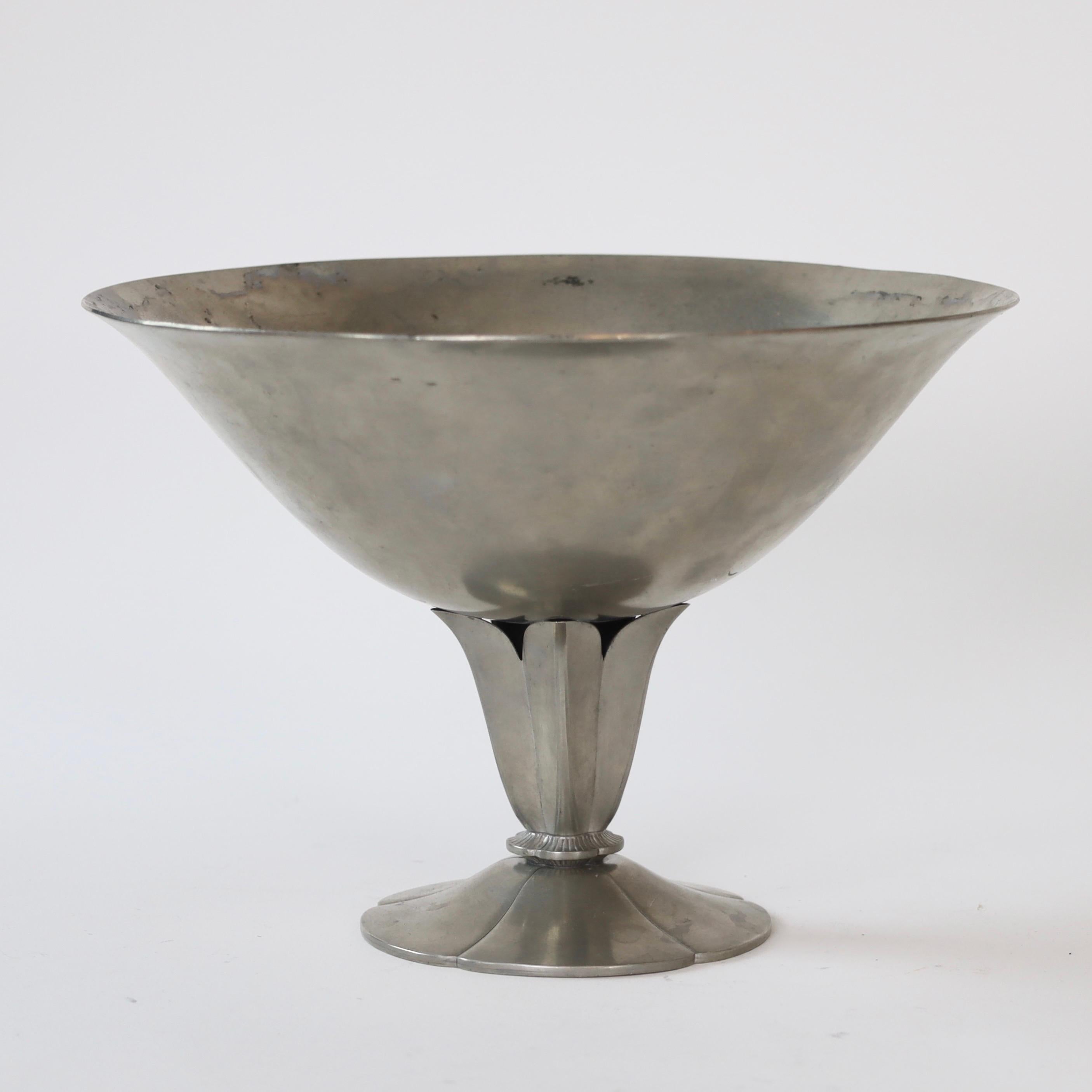 Mid-20th Century Pedestal Pewter Bowl by Just Andersen, 1930s, Denmark
