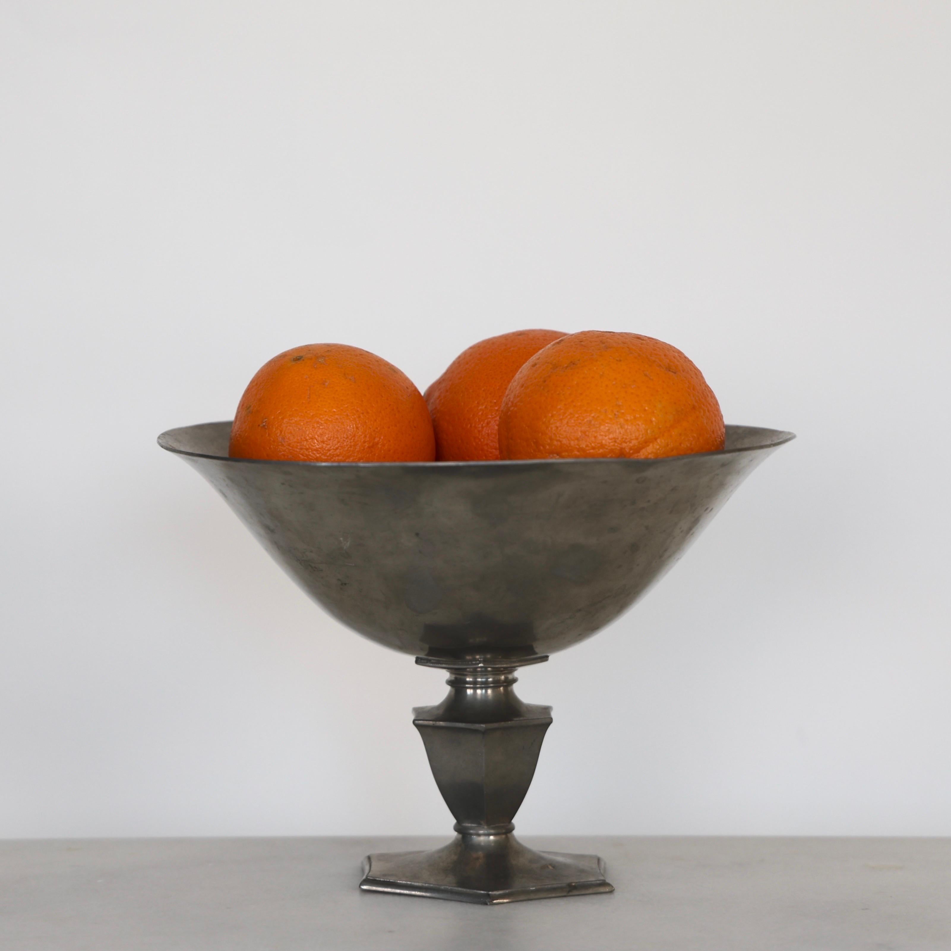 Early 20th Century Pedestal Pewter Bowl by Just Andersen, 1920s, Denmark For Sale