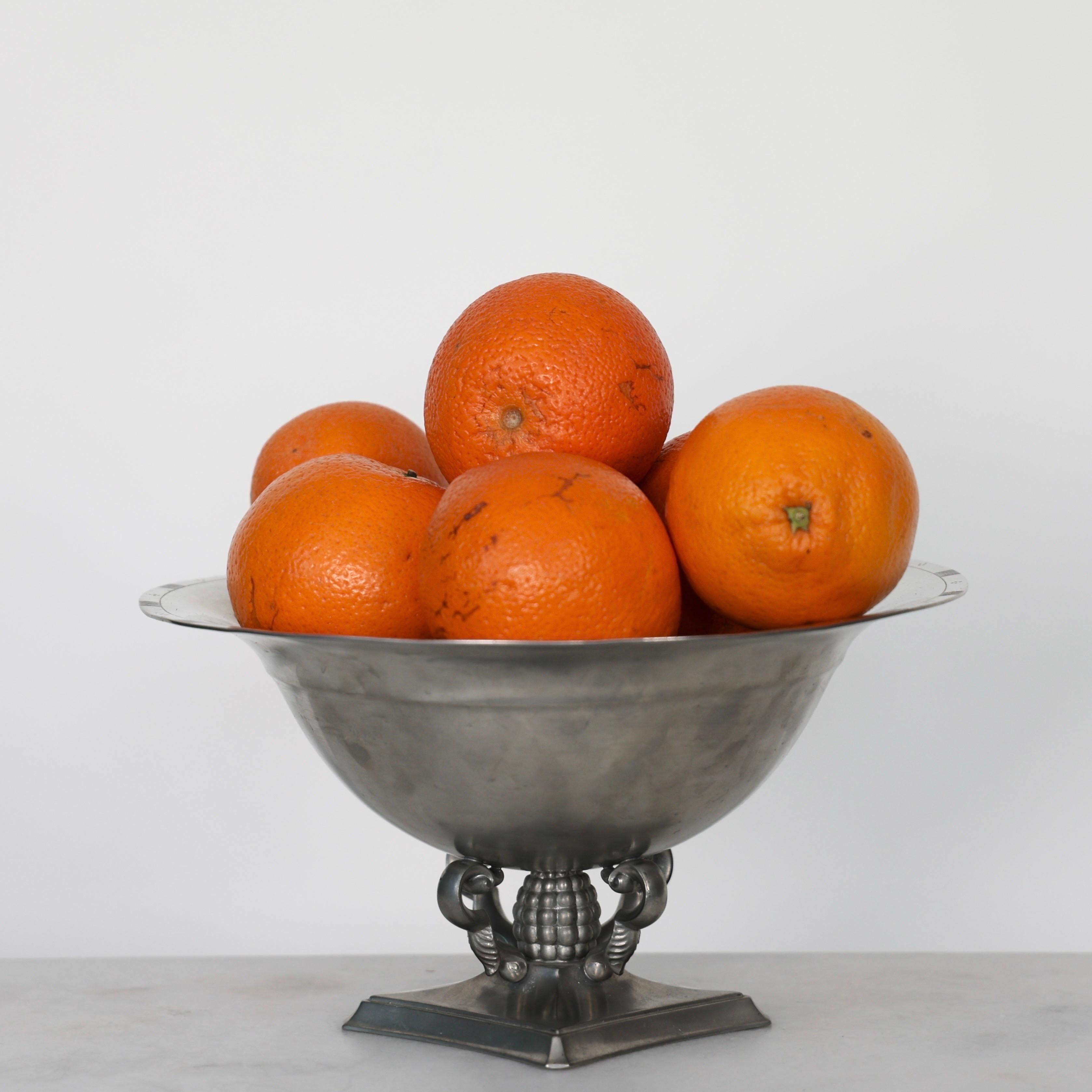 Early 20th Century Pedestal Pewter Bowl by Just Andersen, 1920s, Denmark For Sale