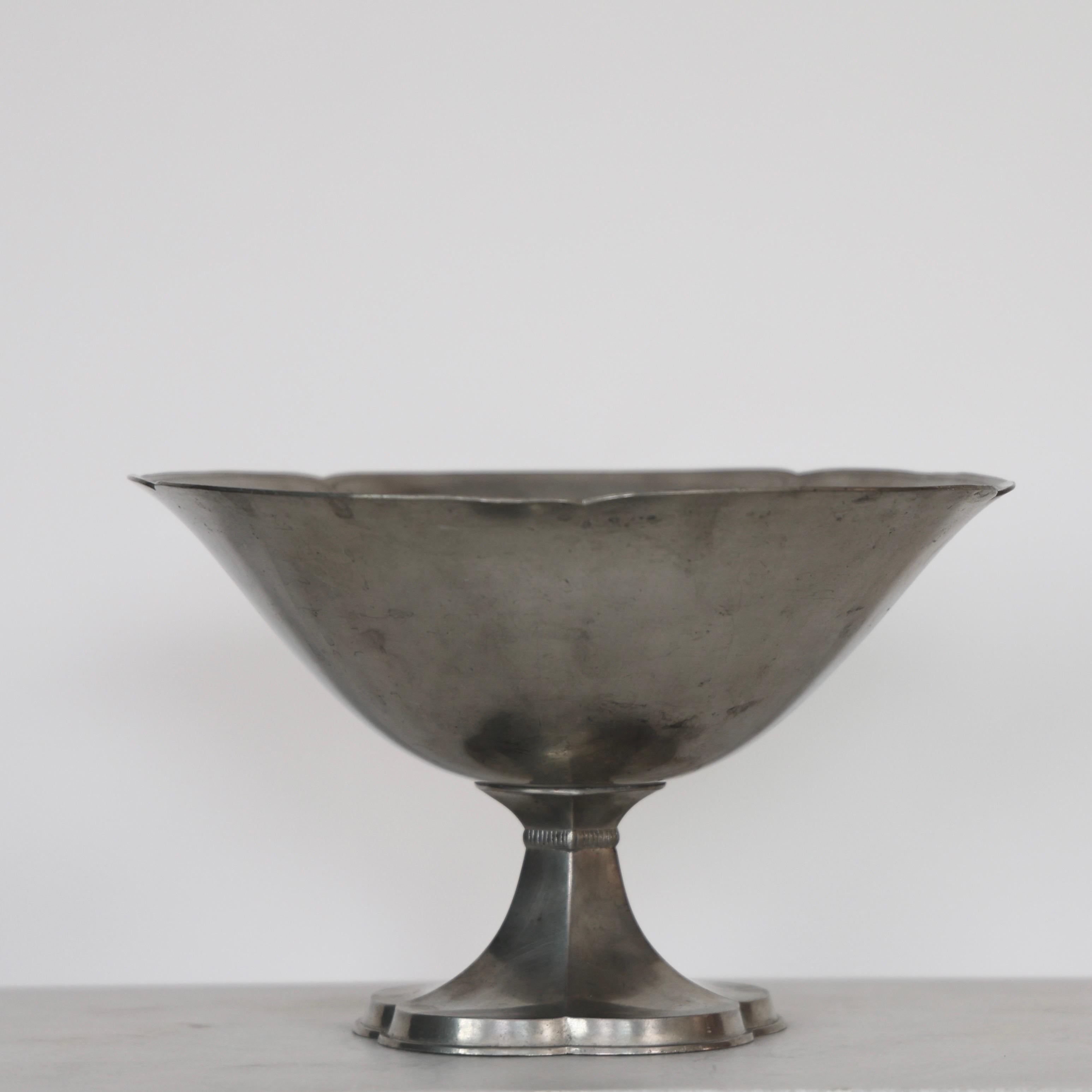 Early 20th Century Pedestal Pewter Bowl by Just Andersen, 1920s, Denmark For Sale