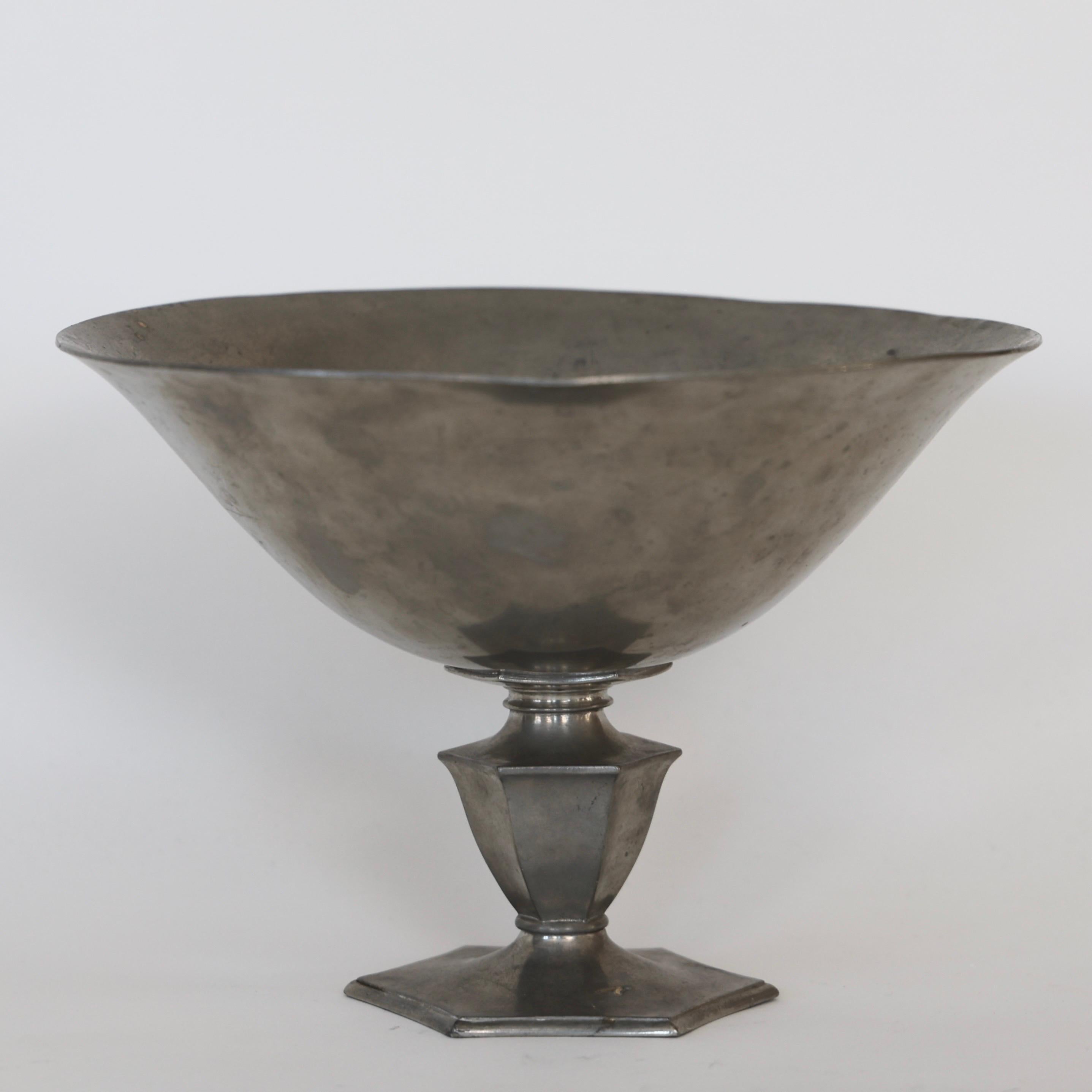 Pedestal Pewter Bowl by Just Andersen, 1920s, Denmark For Sale 1