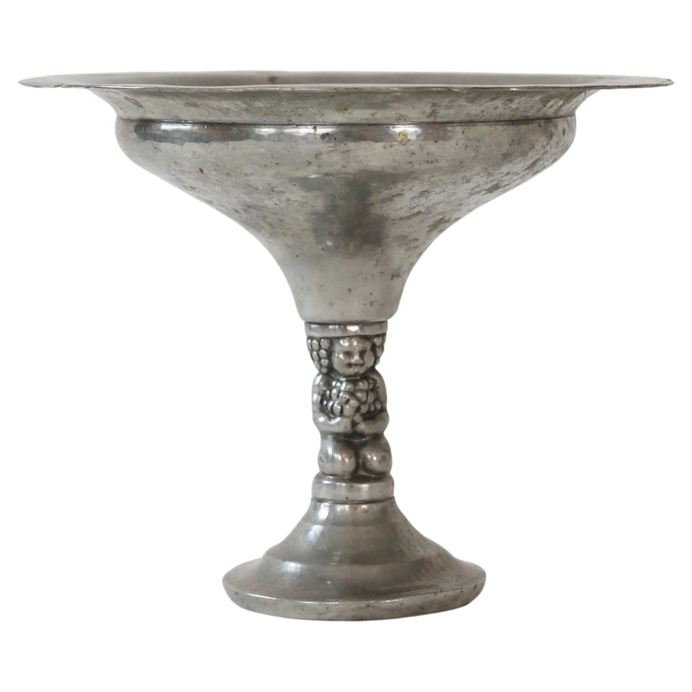 Pedestal Pewter Bowl by Just Andersen, 1920s, Denmark