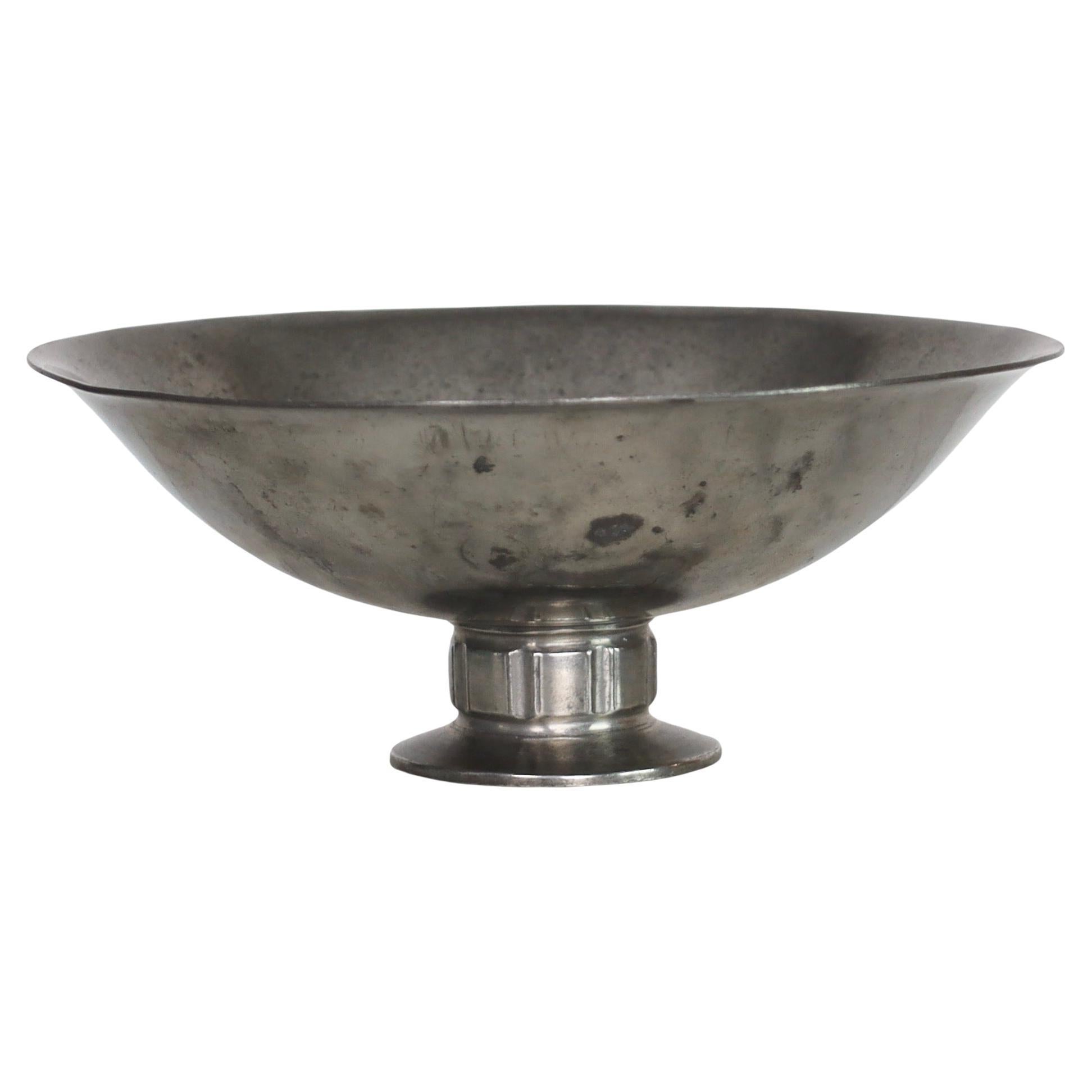 Pedestal Pewter Bowl by Just Andersen, 1920s, Denmark