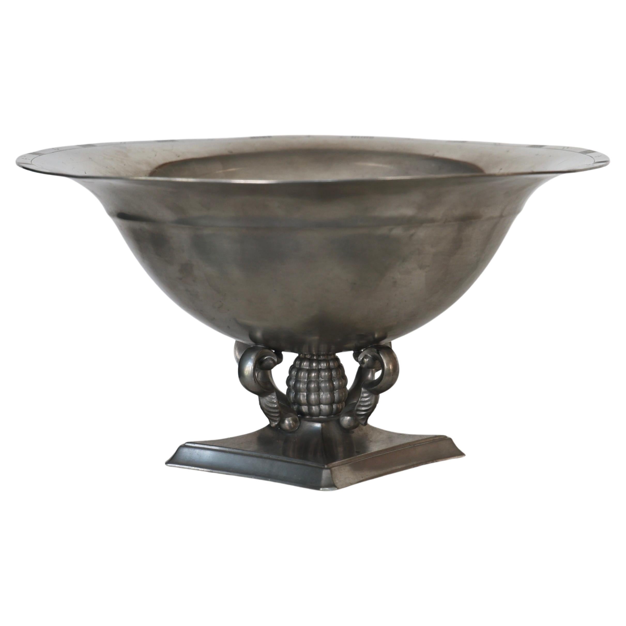 Pedestal Pewter Bowl by Just Andersen, 1920s, Denmark