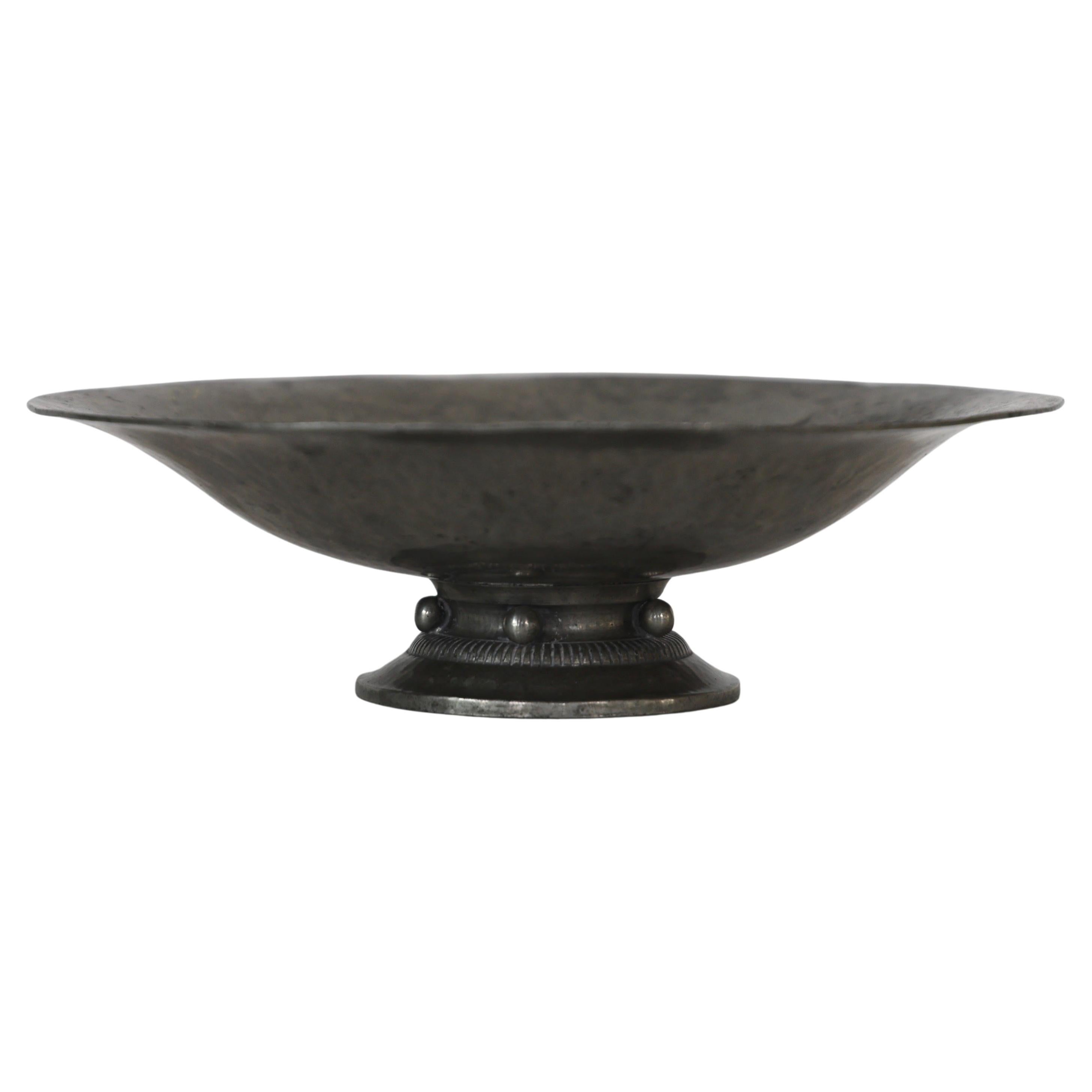 Pedestal Pewter Bowl by Just Andersen, 1920s, Denmark