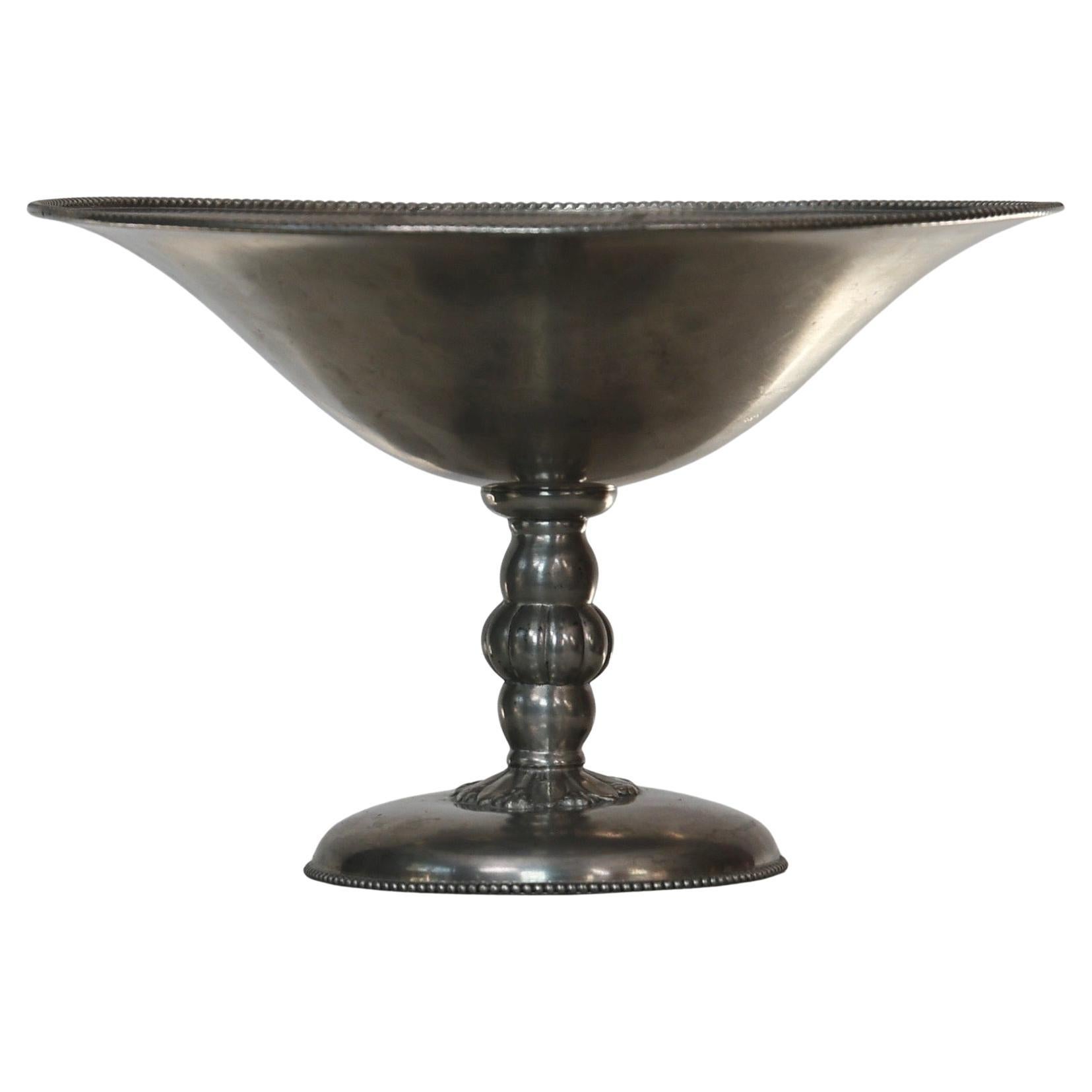 Pedestal Pewter Bowl by Just Andersen, 1920s, Denmark