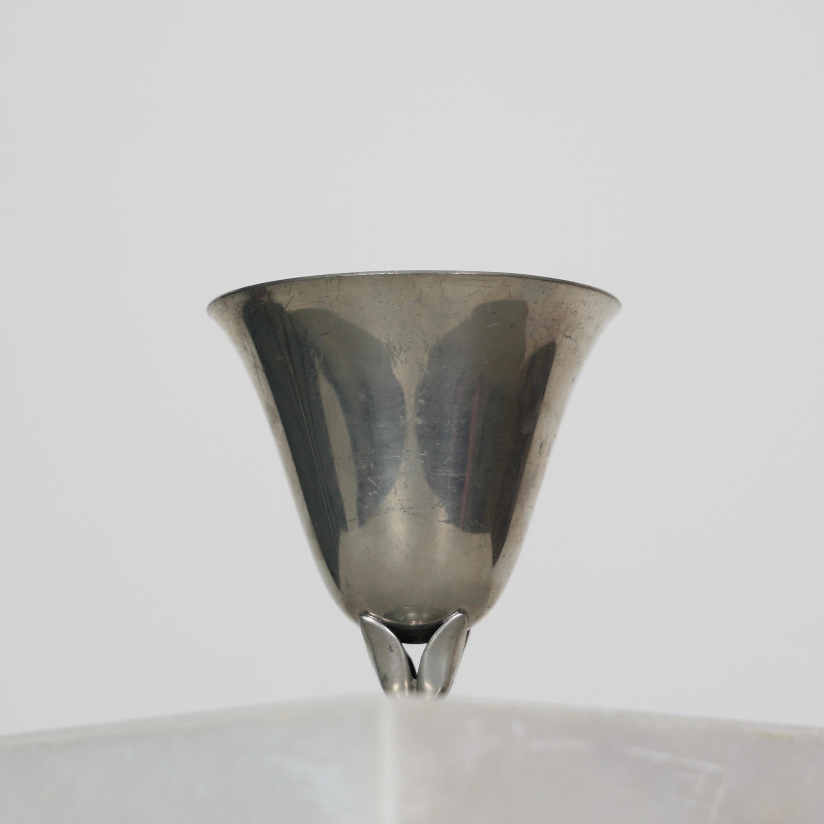 Art Déco Pedestal Pewter Vase by Just Andersen, 1920s, Denmark in vendita