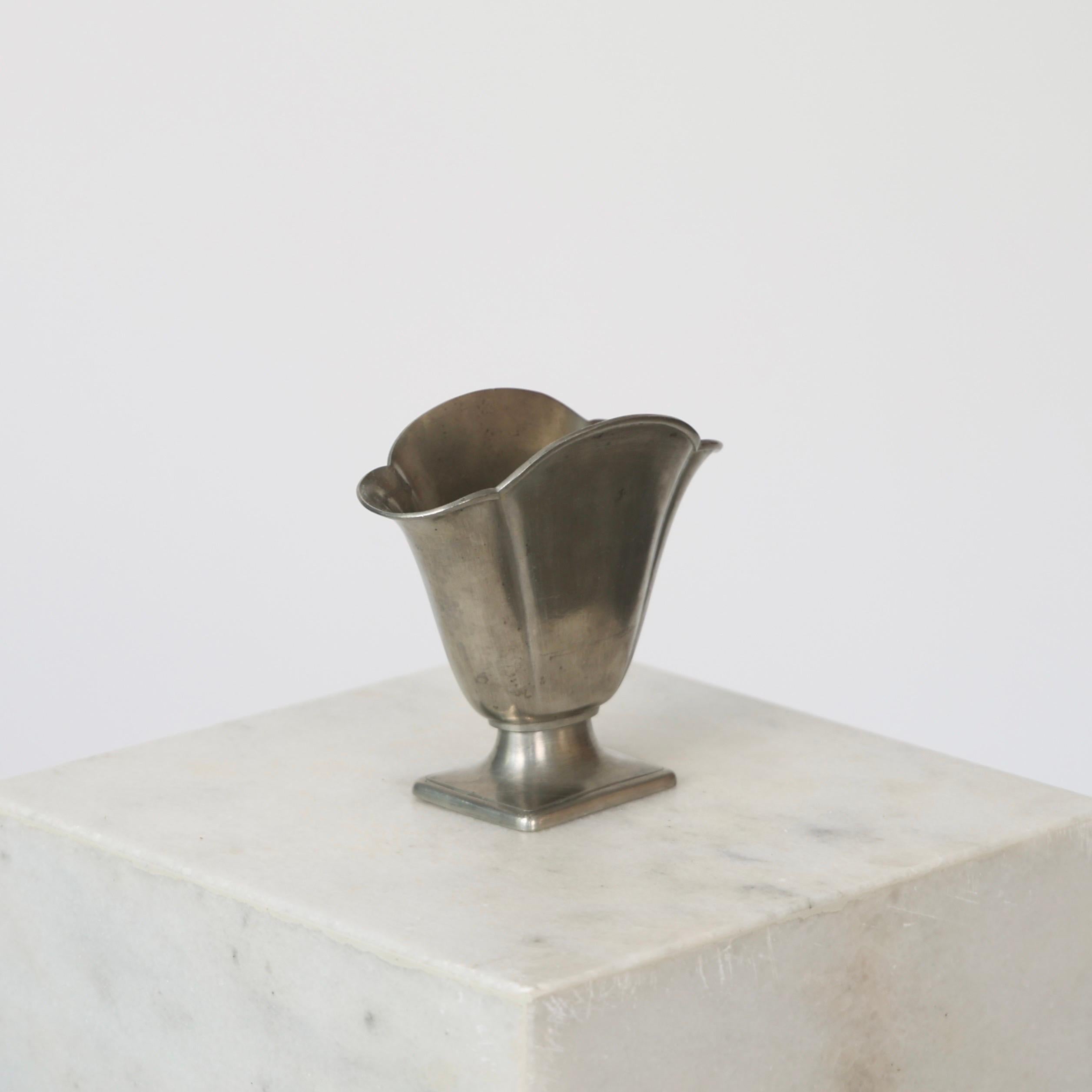 Danish Pedestal Pewter Vase by Just Andersen, 1920s, Denmark For Sale