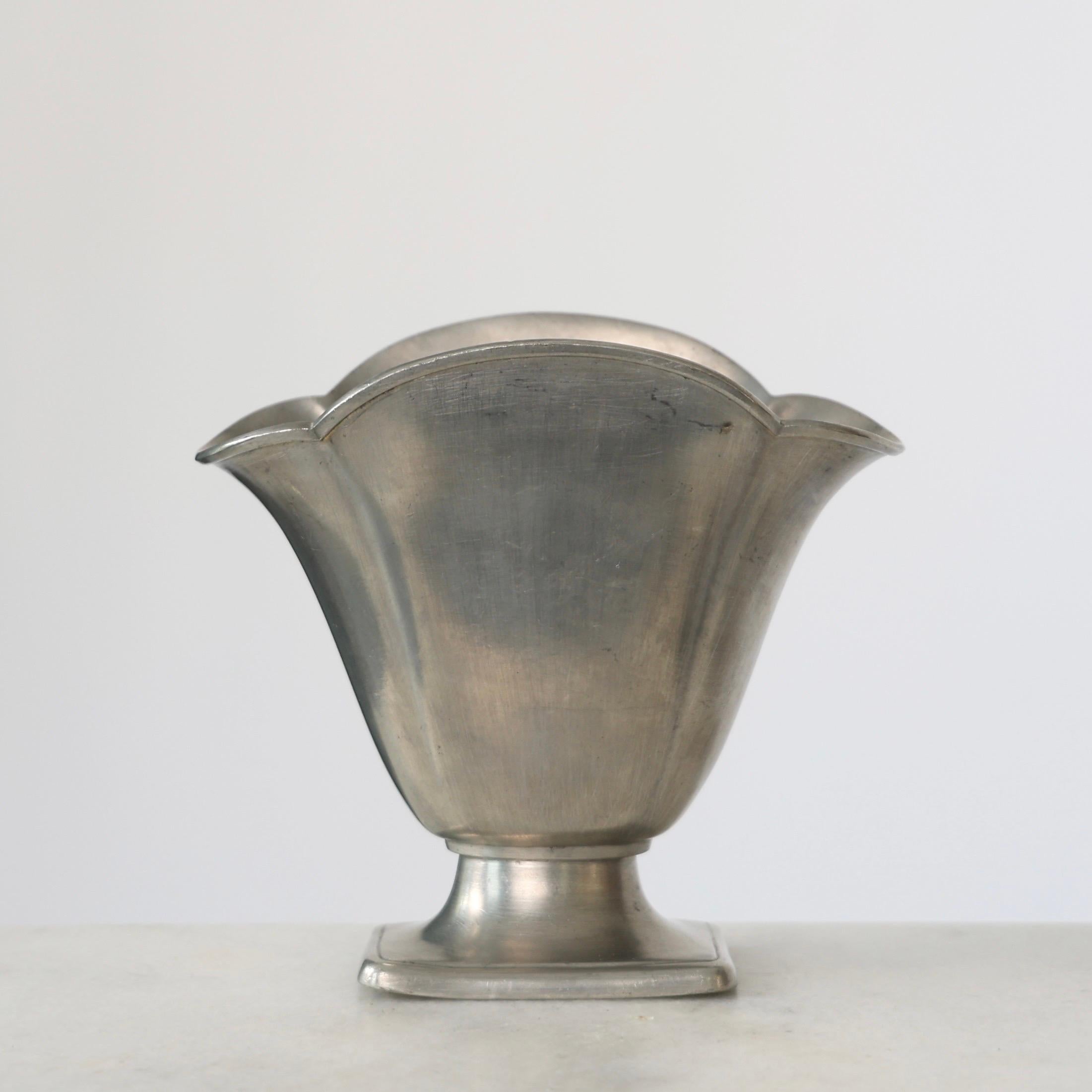 Pedestal Pewter Vase by Just Andersen, 1920s, Denmark For Sale 1