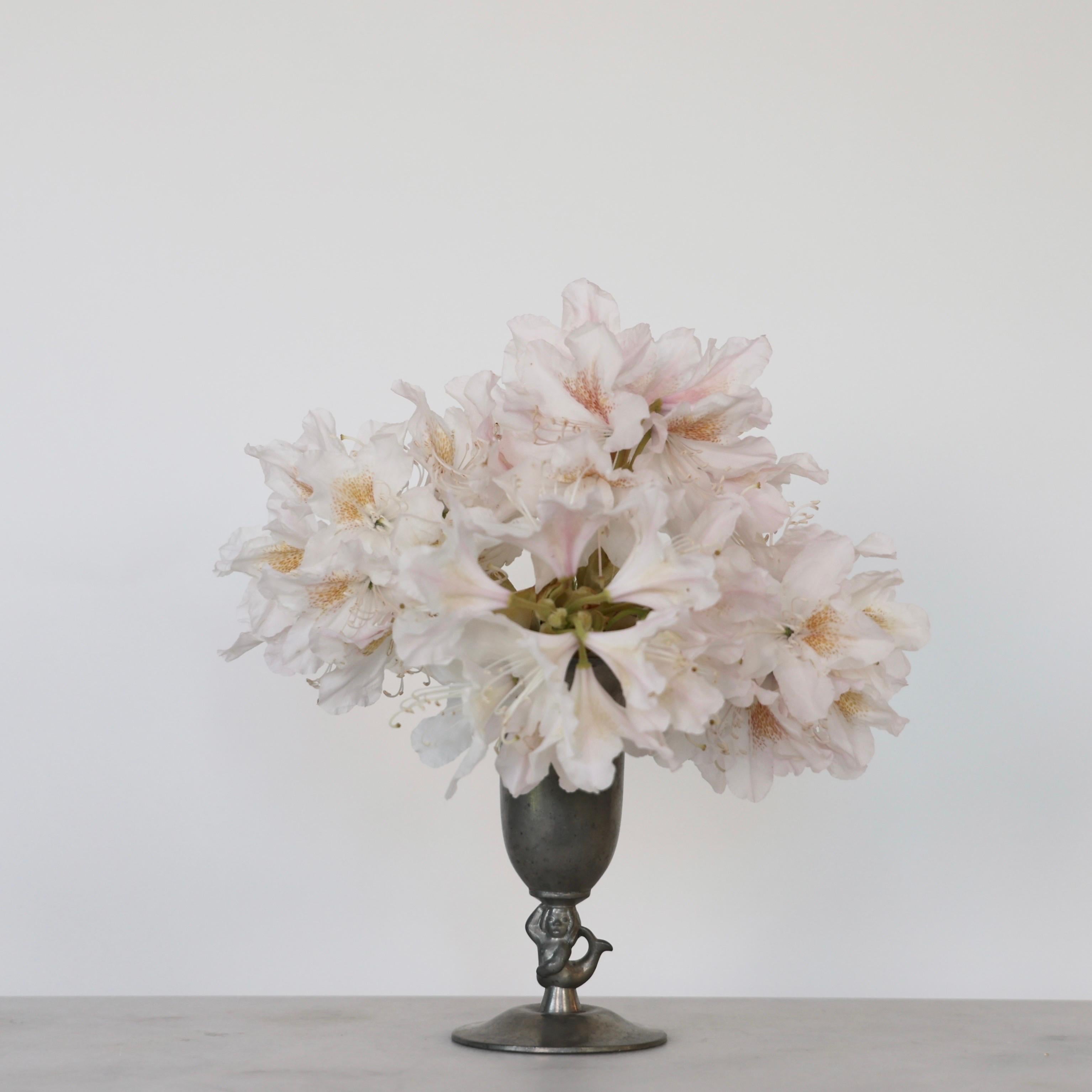 Pedestal Pewter Vase by Just Andersen, 1930s, Denmark In Fair Condition For Sale In Værløse, DK