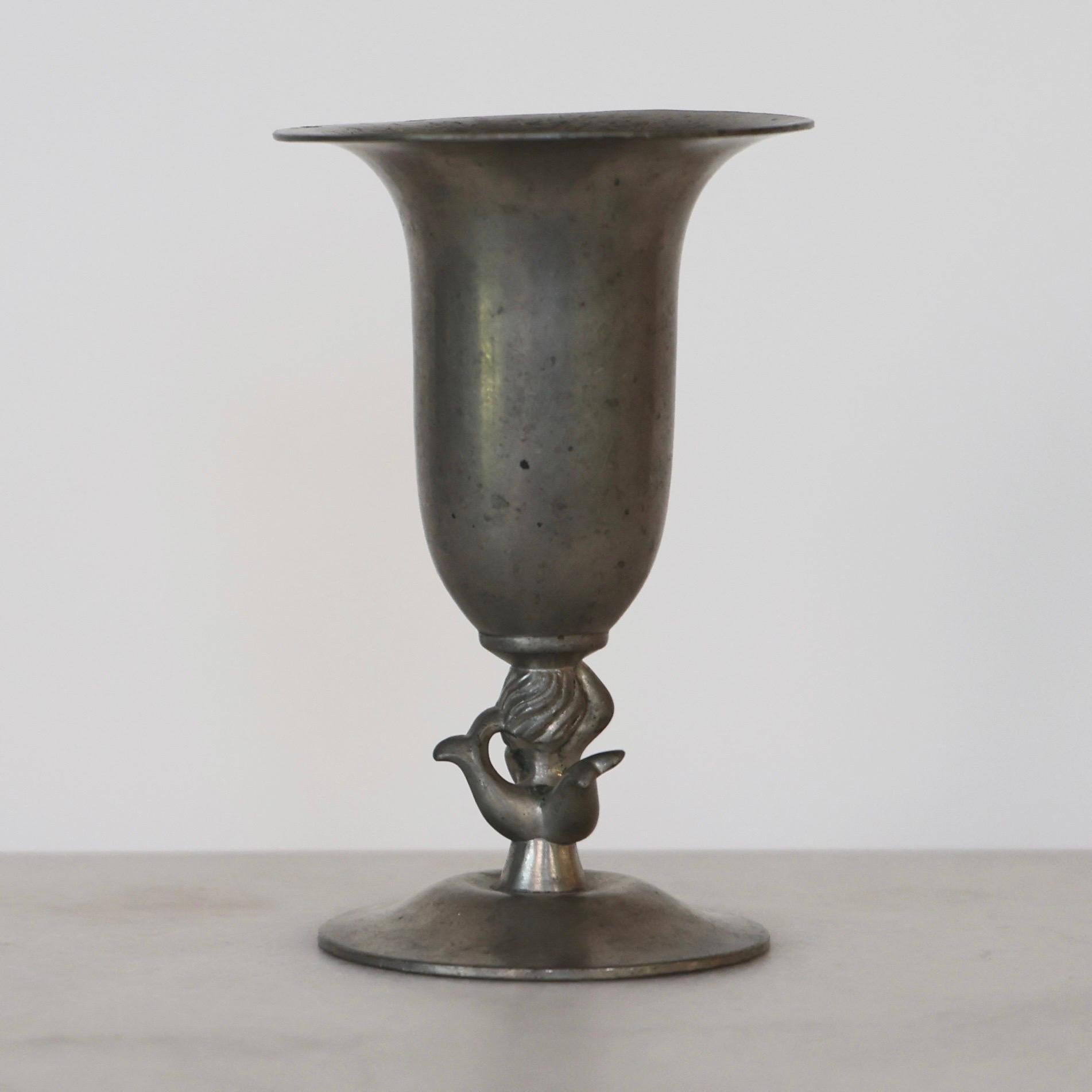 Mid-20th Century Pedestal Pewter Vase by Just Andersen, 1930s, Denmark For Sale