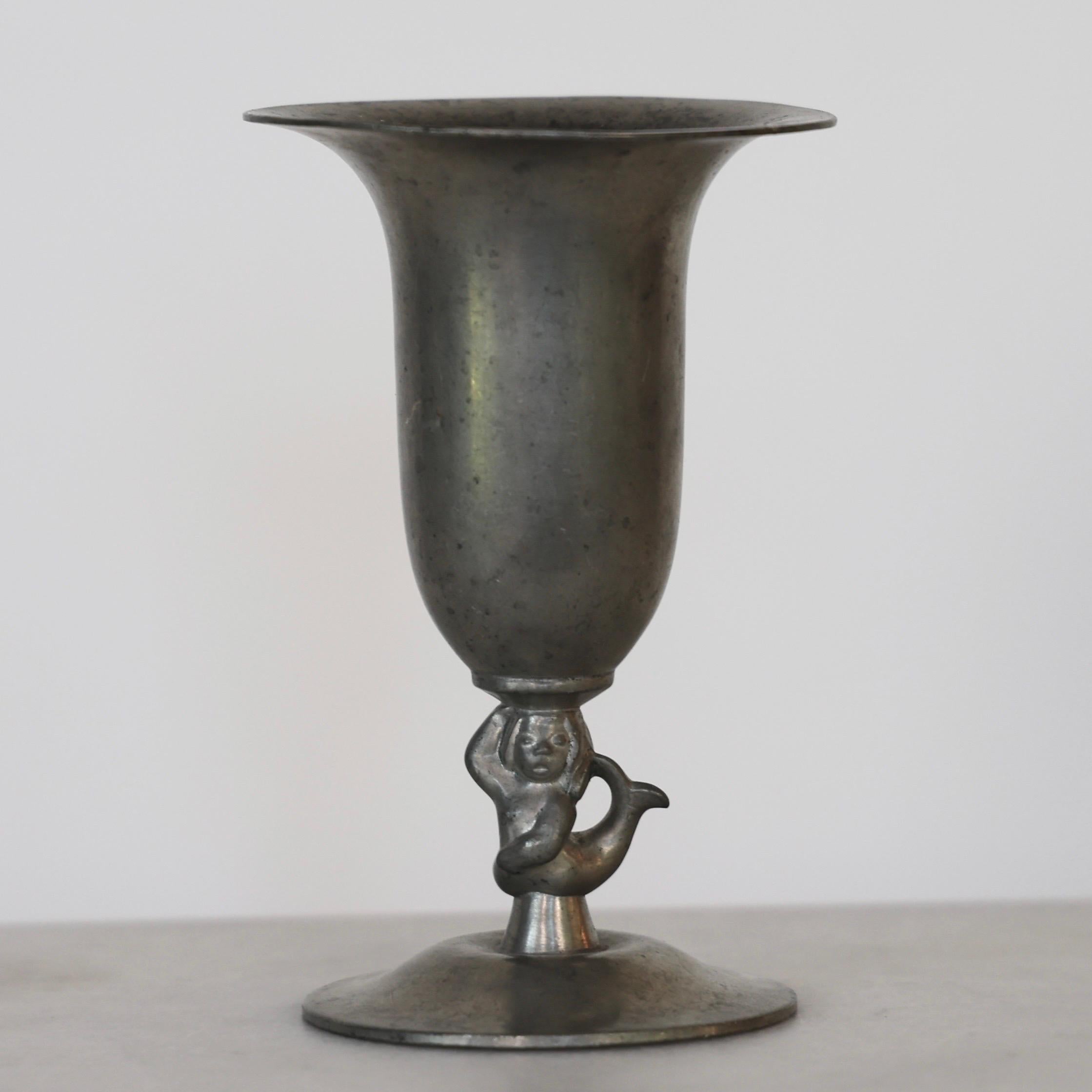 Pedestal Pewter Vase by Just Andersen, 1930s, Denmark For Sale 1