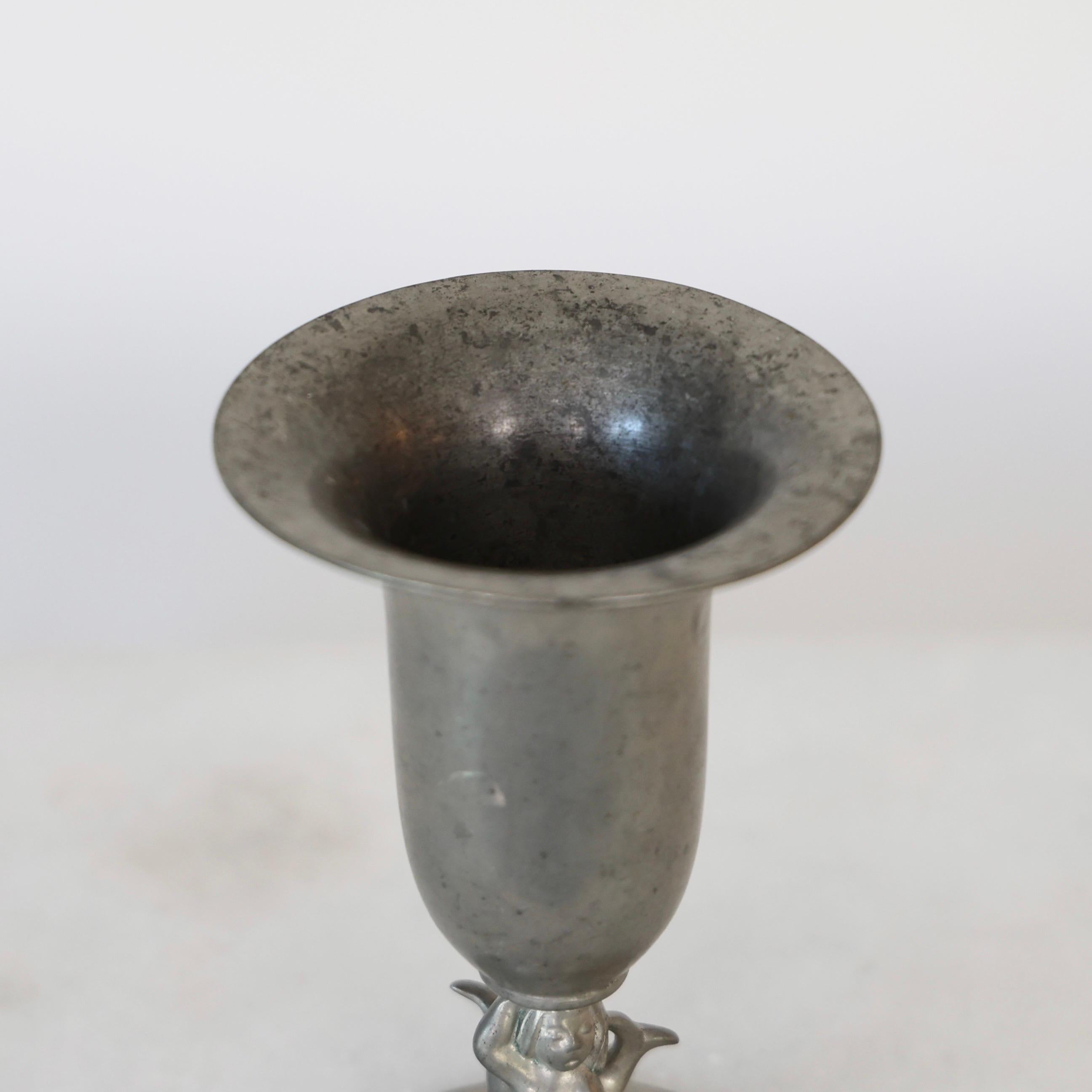 Pedestal Pewter Vase by Just Andersen, 1930s, Denmark For Sale 2