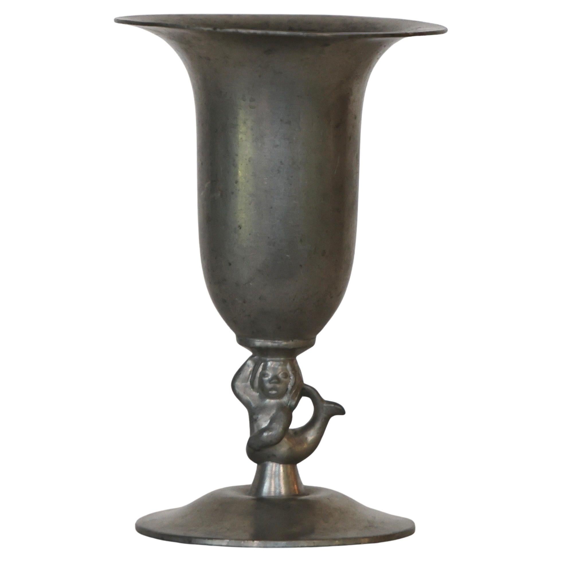 Pedestal Pewter Vase by Just Andersen, 1930s, Denmark
