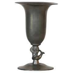 Jarrón de estaño con pedestal de Just Andersen, Años 30, Dinamarca