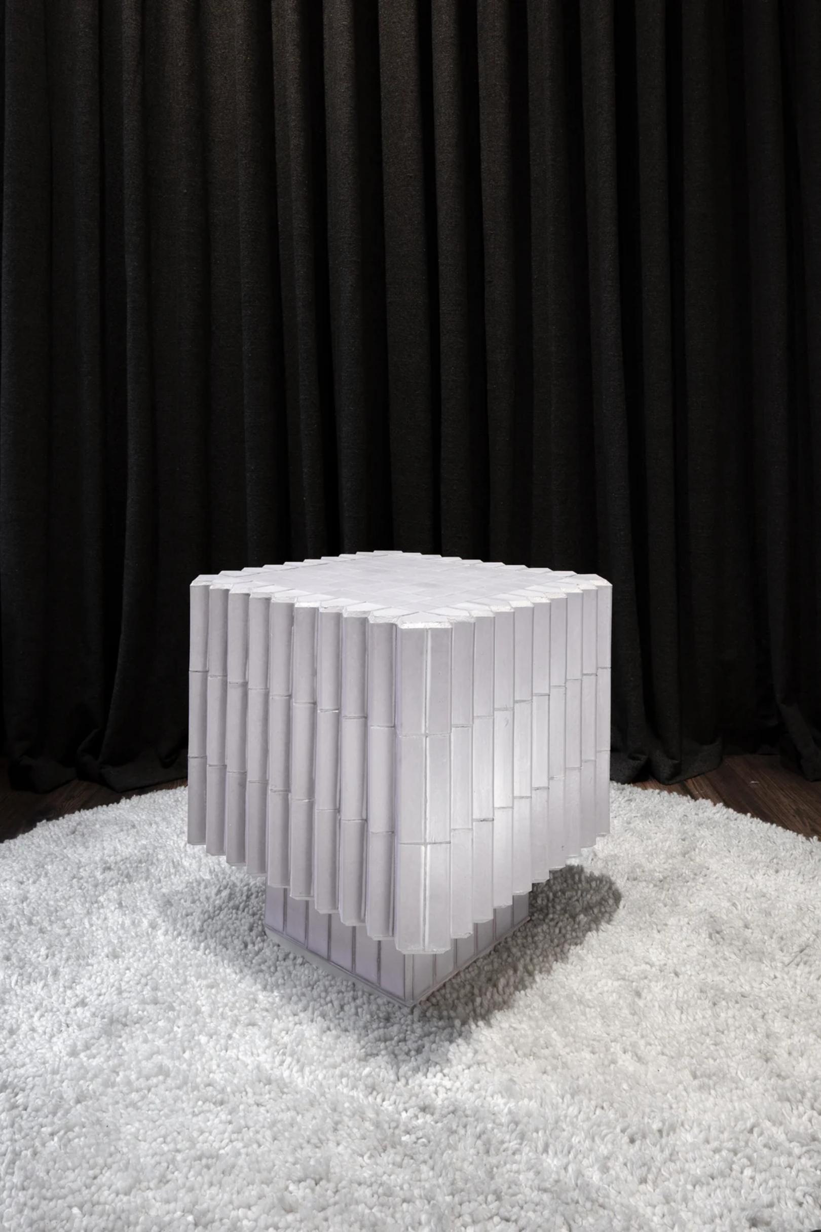 Pedestal Side Table by Txt.Ure
Perla Valtierra
Dimensions: W 57 x D 57 x H 65 cm
Materials: Ceramic Exterior/Interior Side Table, Perla Valtierra Ceramic Tiles, Wood interior structure, Epoxic Paste
Weight: 40 kg
Also Available: Plastic Wheels upon