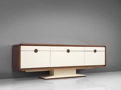 Pedestal Sideboard with Automated Movable Mirrored Dry Bar