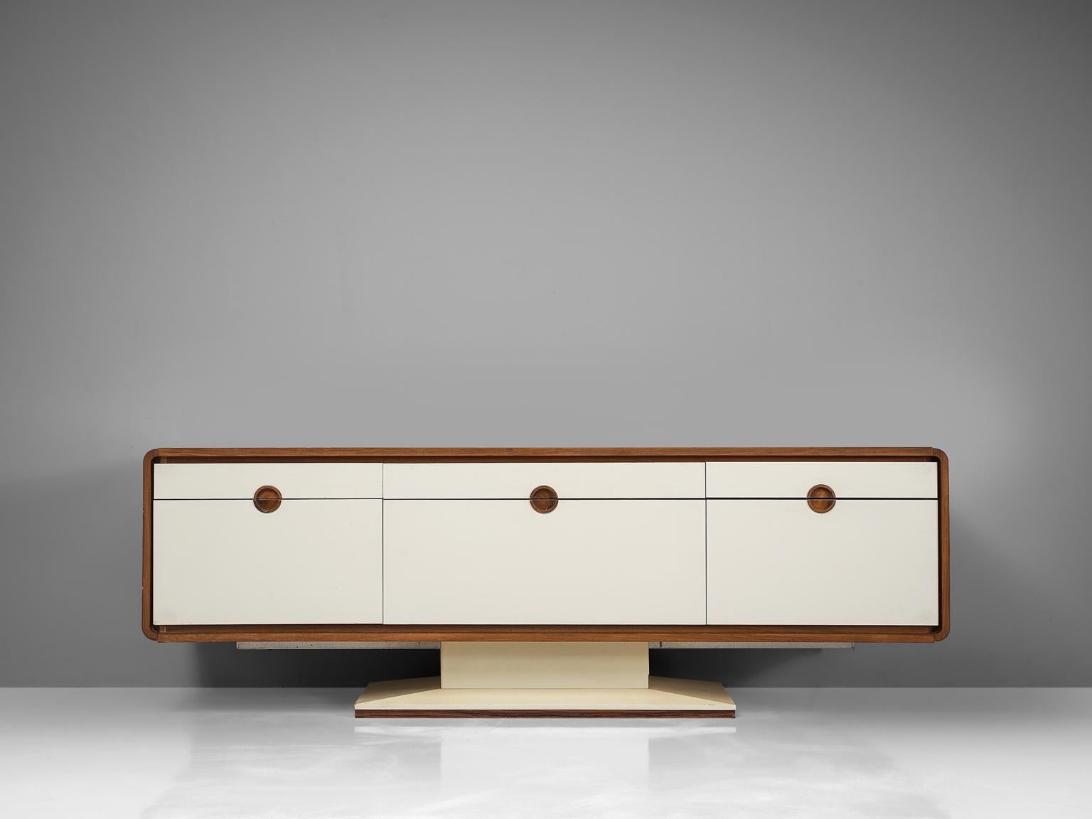 European Pedestal Sideboard with Automated Movable Mirrored Dry Bar