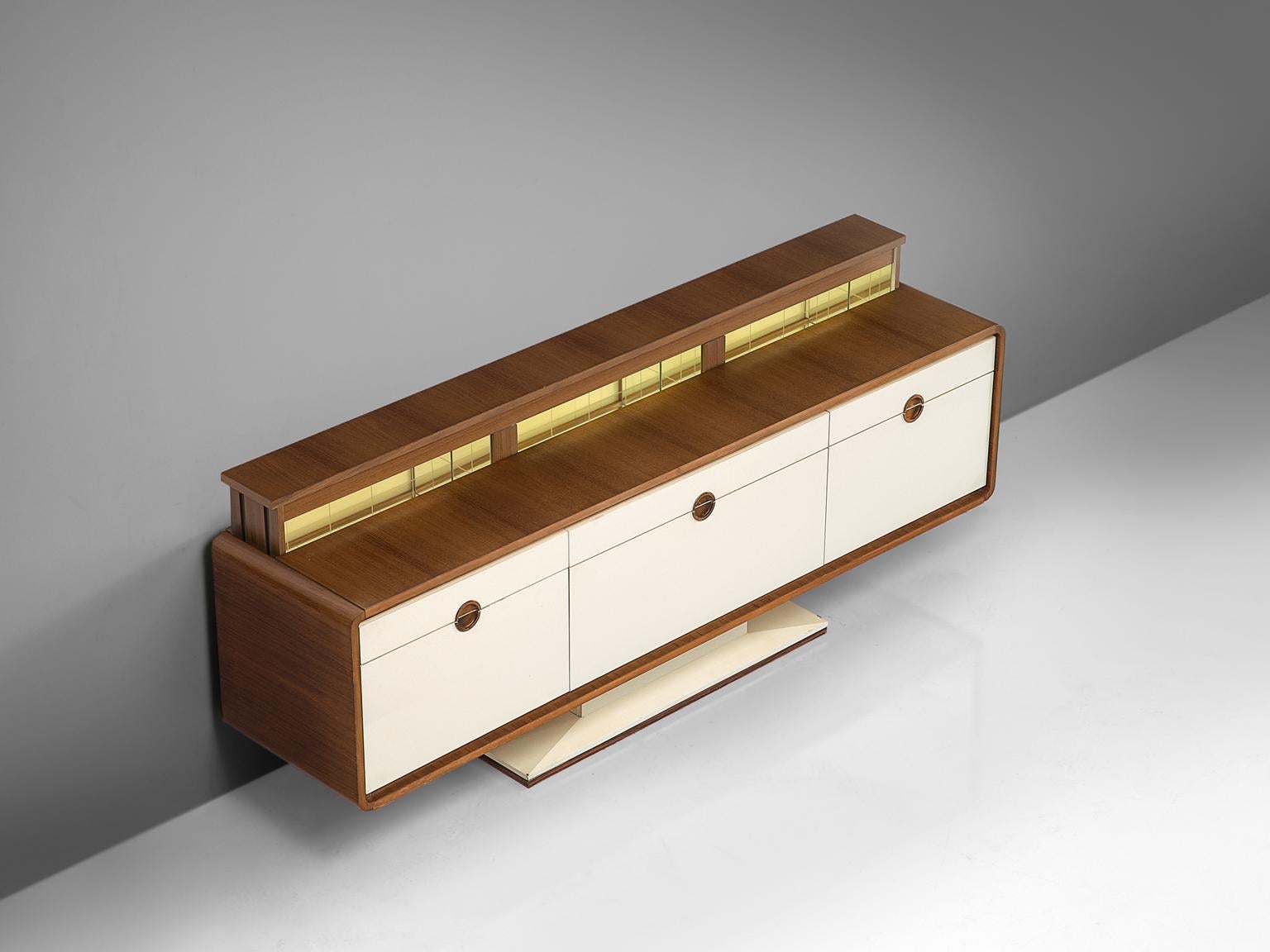 Pedestal Sideboard with Automated Movable Mirrored Dry Bar 2