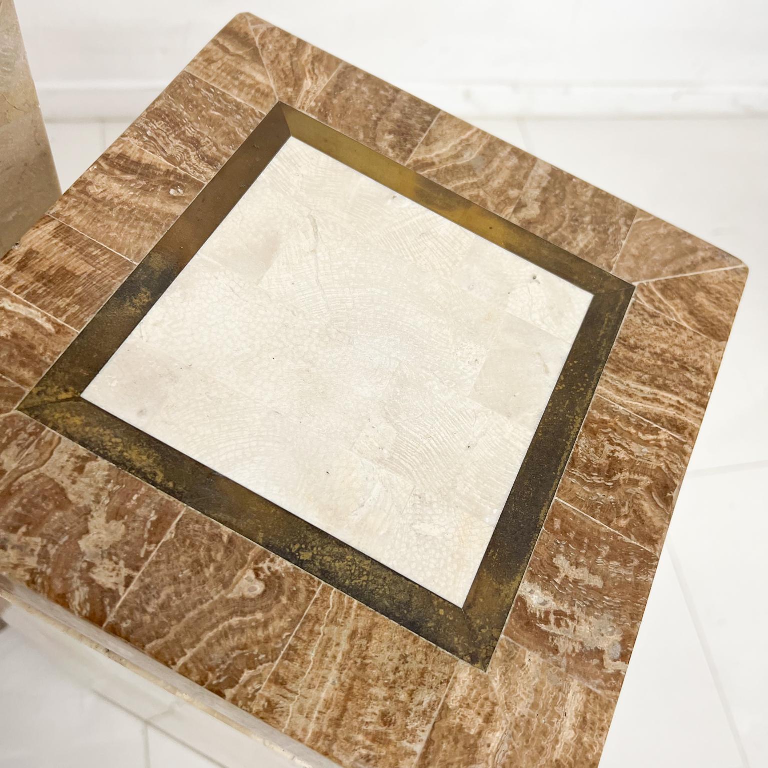 1980s Tessellated Pedestals Beige Stone & Brass Philippines 5