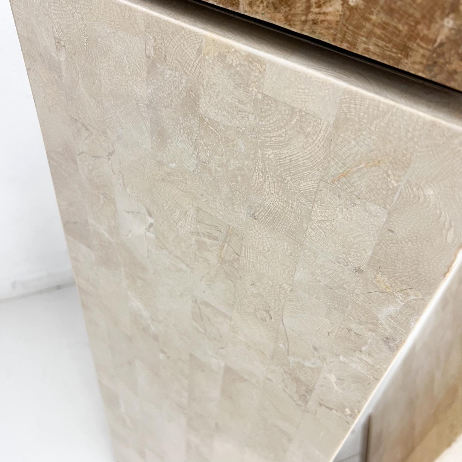 1980s Tessellated Pedestals Beige Stone & Brass Philippines 6