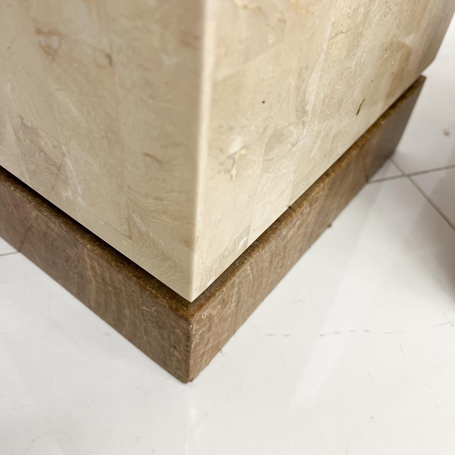 1980s Tessellated Pedestals Beige Stone & Brass Philippines 7