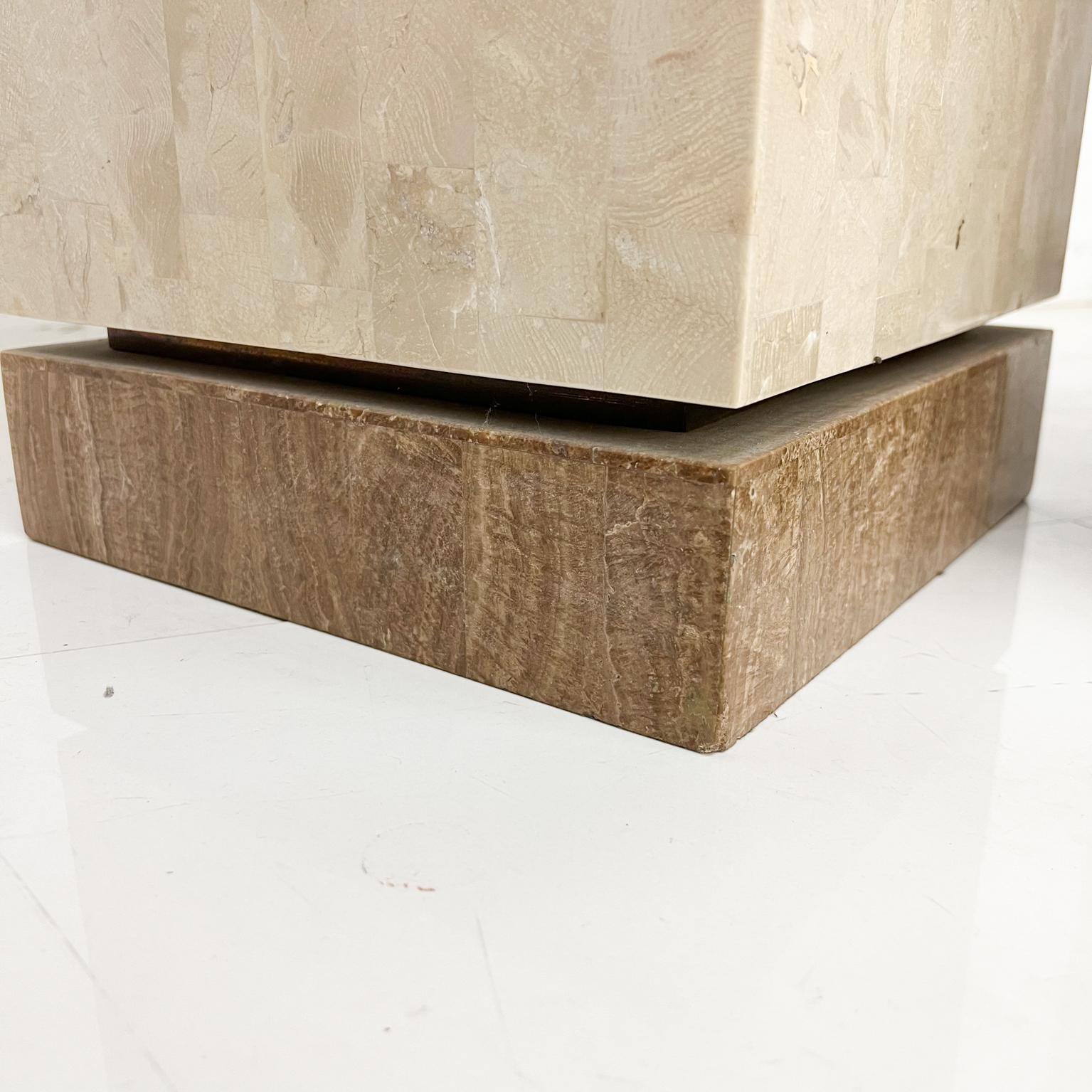 1980s Tessellated Pedestals Beige Stone & Brass Philippines 8
