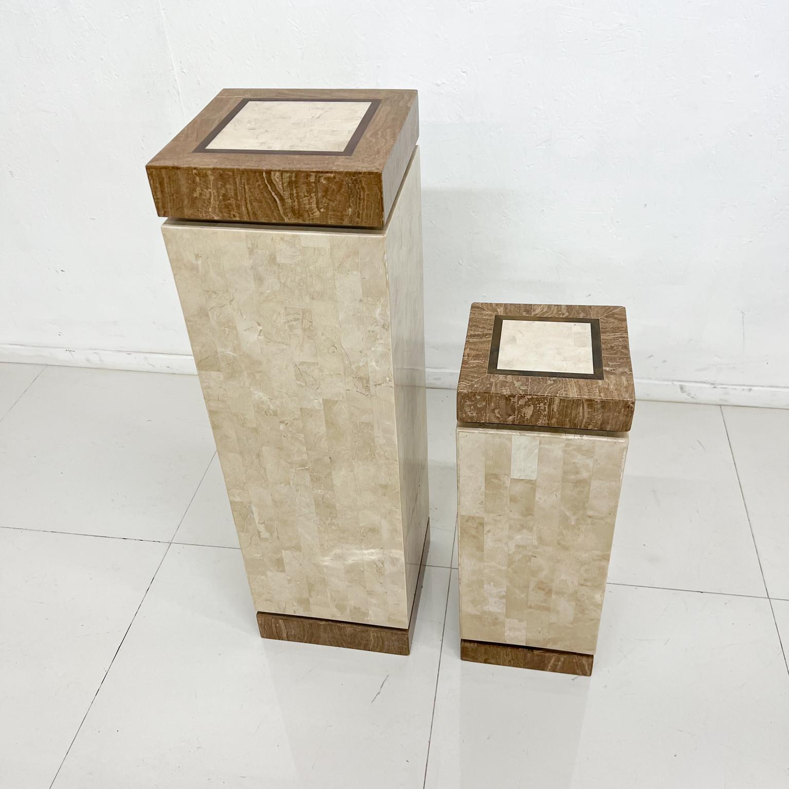 Modern 1980s Tessellated Pedestals Beige Stone & Brass Philippines