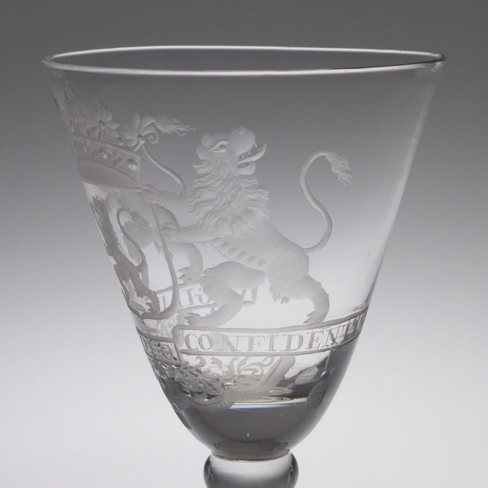 Pedestal Stem Wine Glass with Dutch Heraldic Arms, c1740 For Sale 3