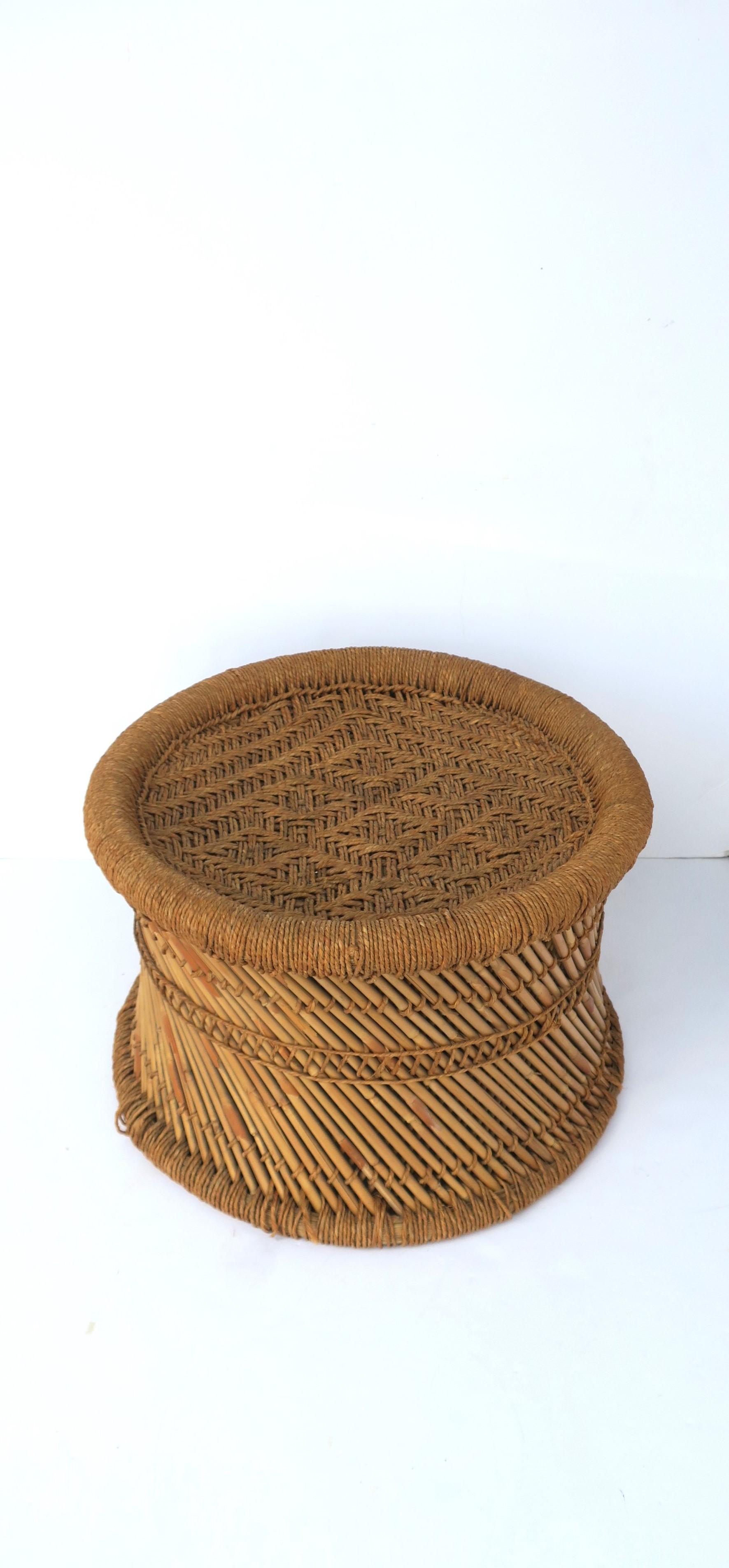 Anglo Raj Wicker Rope Pedestal Stool or Drinks Table  For Sale