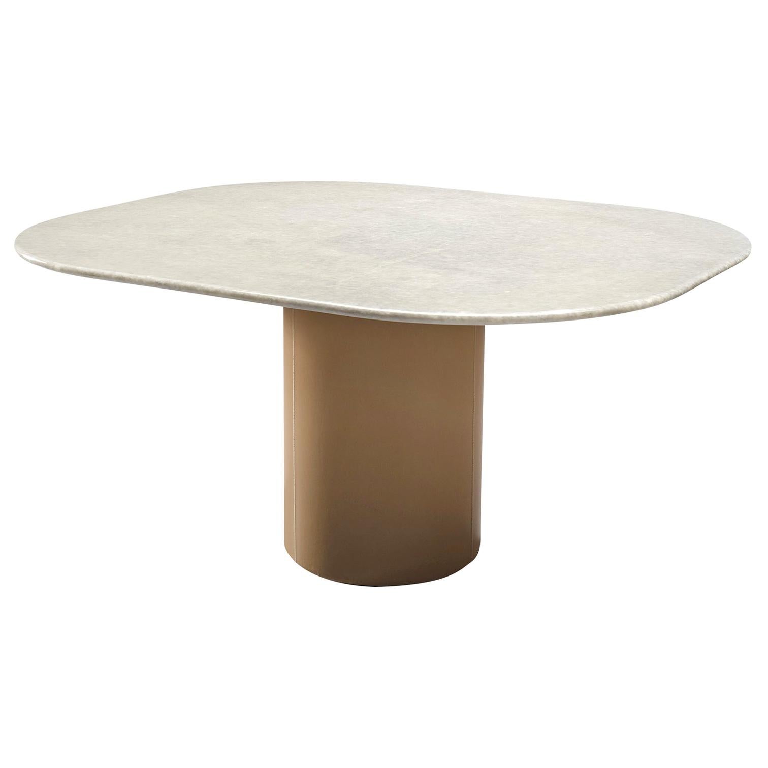 Pedestal Table by B&B Italia in Leather and Marble For Sale at 1stDibs