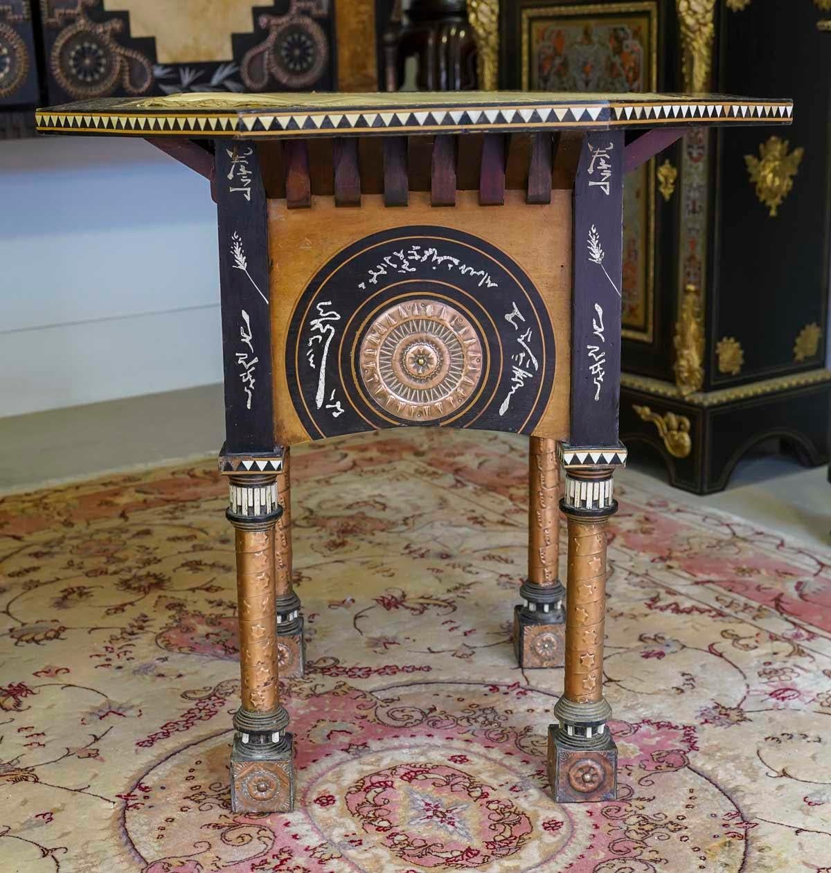 Art Nouveau Pedestal Table by Carlo Bugatti, 19th Century