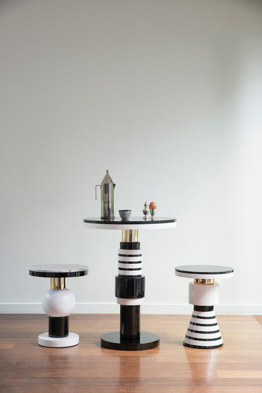 Pedestal Table, End of Sofa, Contemporary Design in Ceramic and Marble 5