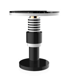 Pedestal Table, End of Sofa, Contemporary Design in Ceramic and Marble