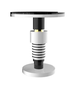 Pedestal Table, End of Sofa, Contemporary Design in Ceramic and Marble