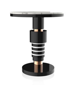 Pedestal Table, End of Sofa, Contemporary Design in Ceramic and Marble