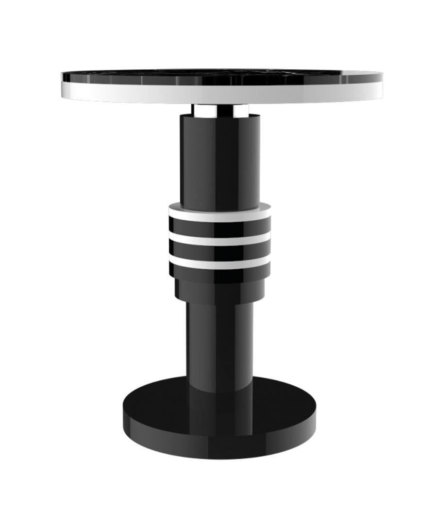 Modern Pedestal Table, End of Sofa, Contemporary Design in Ceramic and Marble