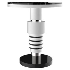 Pedestal Table, End of Sofa, Contemporary Design in Ceramic and Marble
