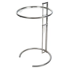 Pedestal Table, End of Sofa in Chromed Metal, circa 1970, Eileen Gray, 1920.