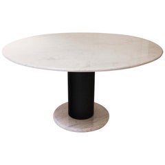 Pedestal Table in Carrara Marble Table by Ettore Sottsass