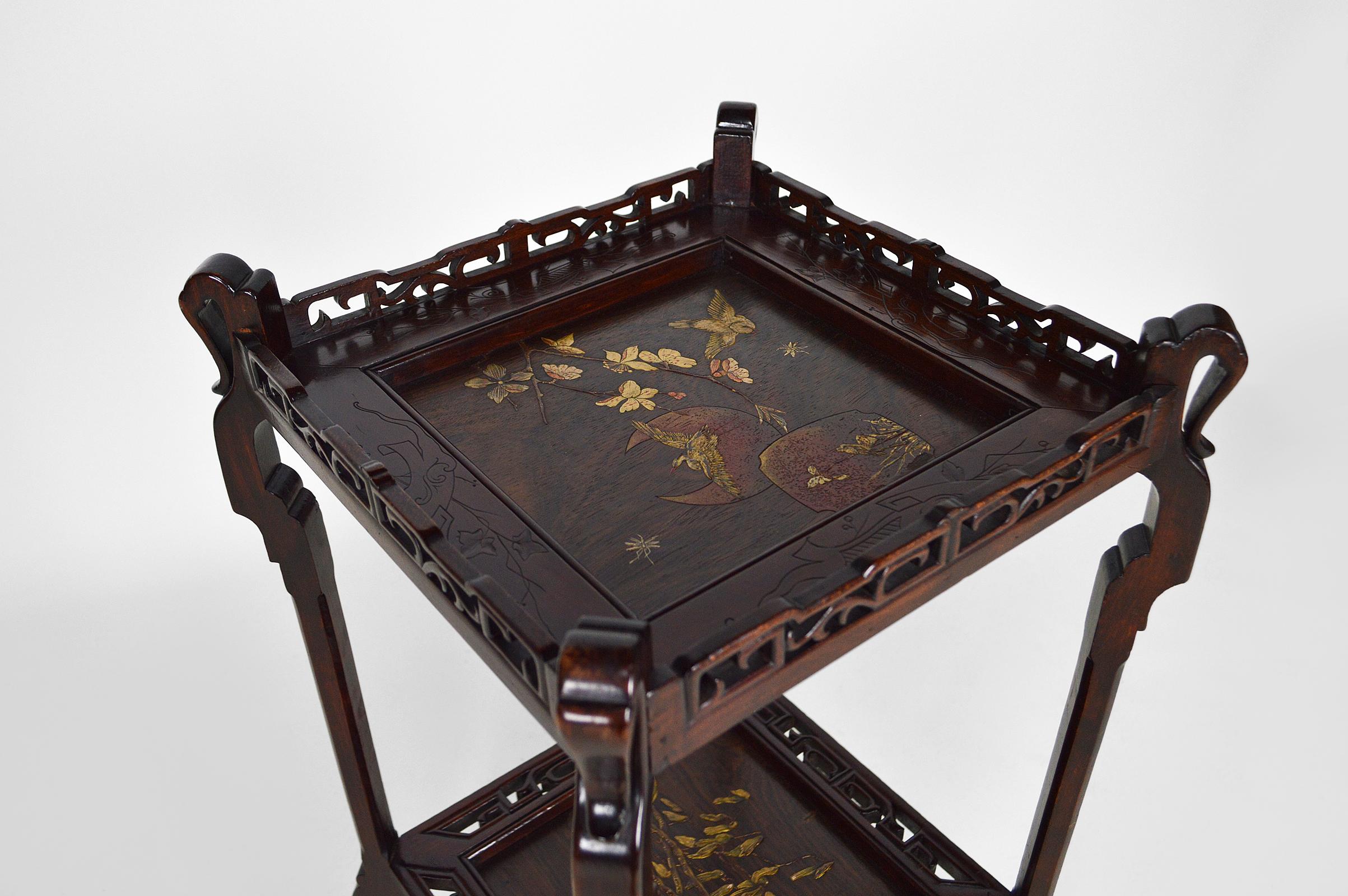 Pedestal Table in Carved Wood and Lacquered Panels, Japonisme France, circa 1880 For Sale 3