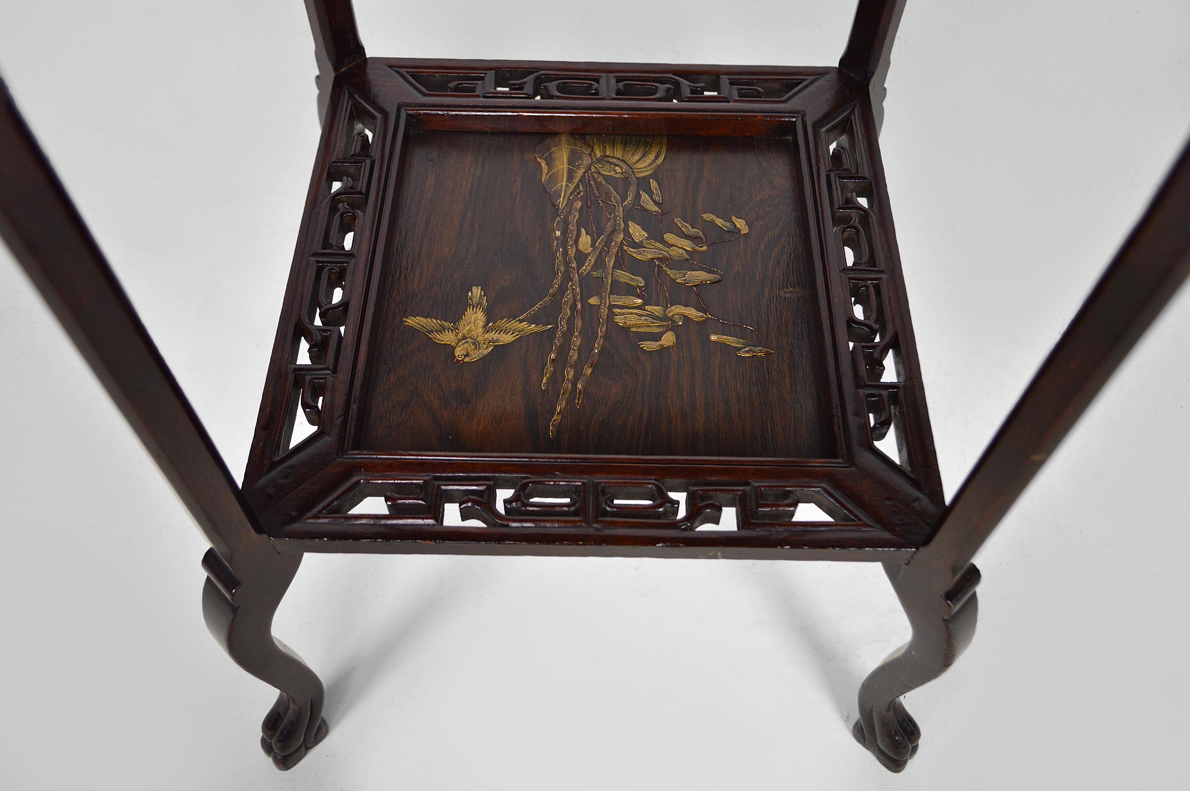 Pedestal Table in Carved Wood and Lacquered Panels, Japonisme France, circa 1880 For Sale 9