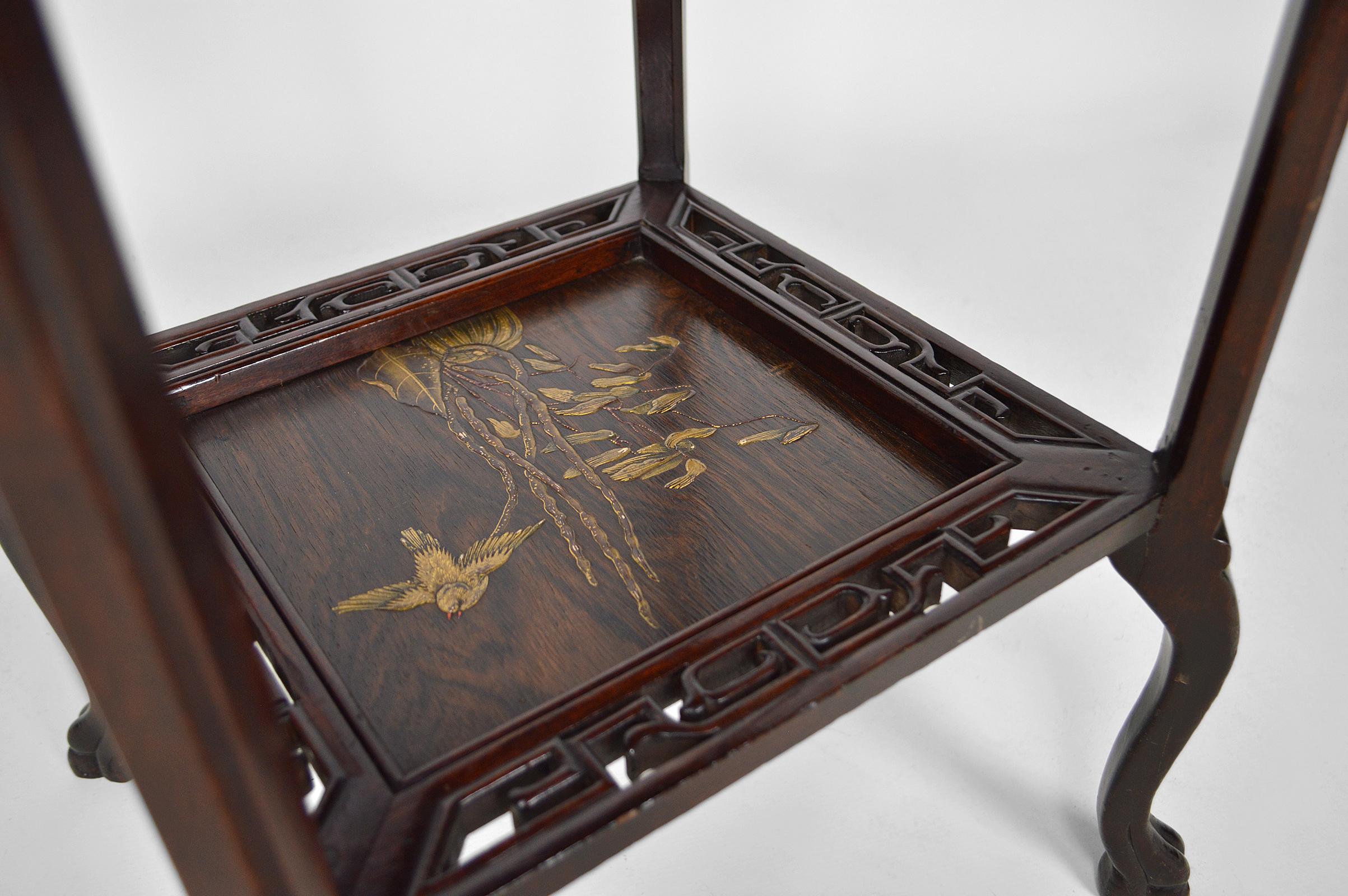 Pedestal Table in Carved Wood and Lacquered Panels, Japonisme France, circa 1880 For Sale 11