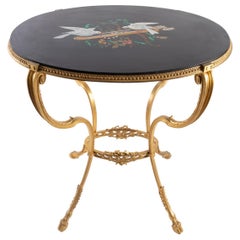 Pedestal Table in Hard Stone Marquetry Napoleon III Period